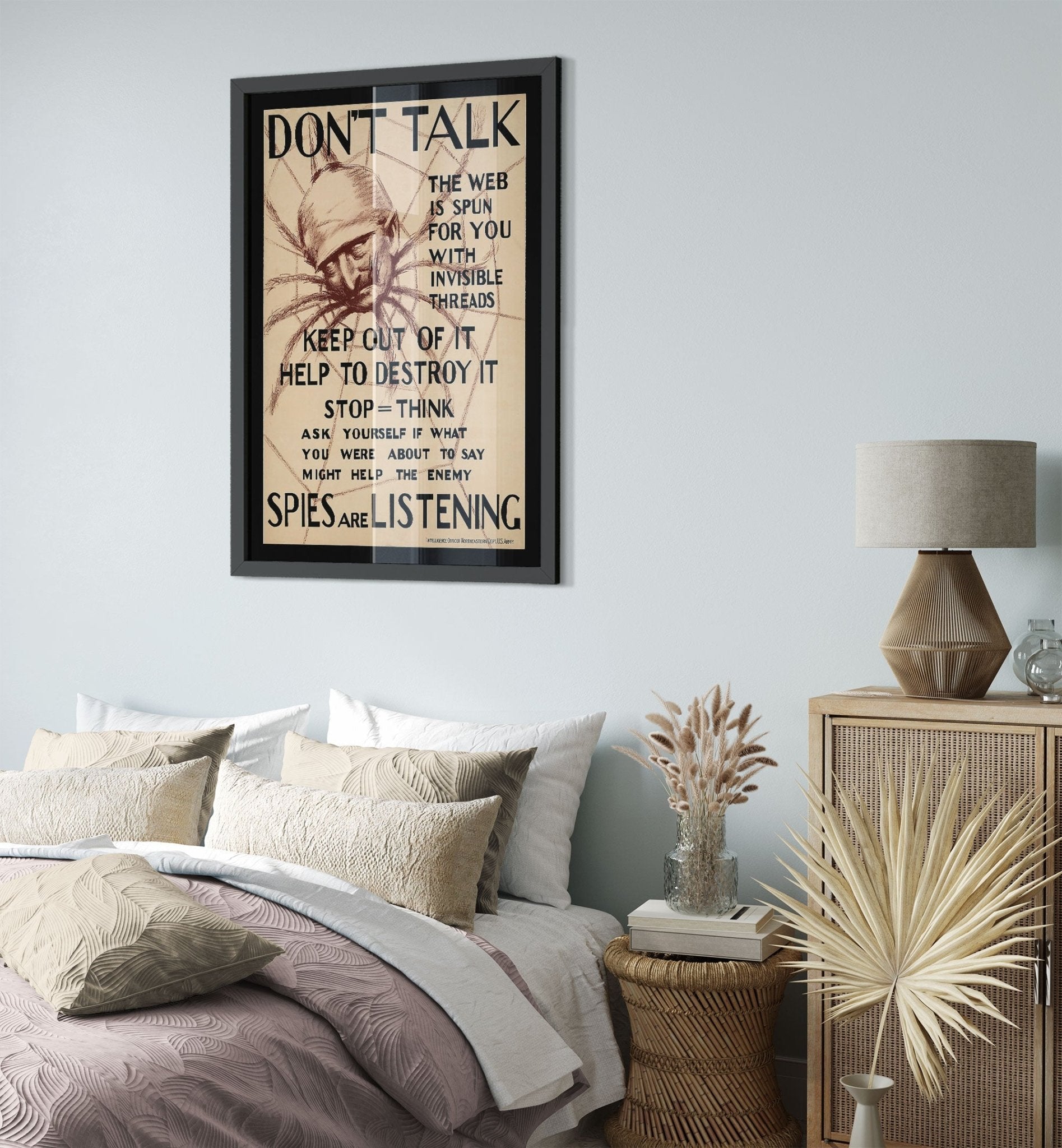 Don'T Talk Framed, World War 1 Propaganda Framed Print, Vintage Framed 1918 UK, EU USA Domestic Shipping - WallArtPrints4U