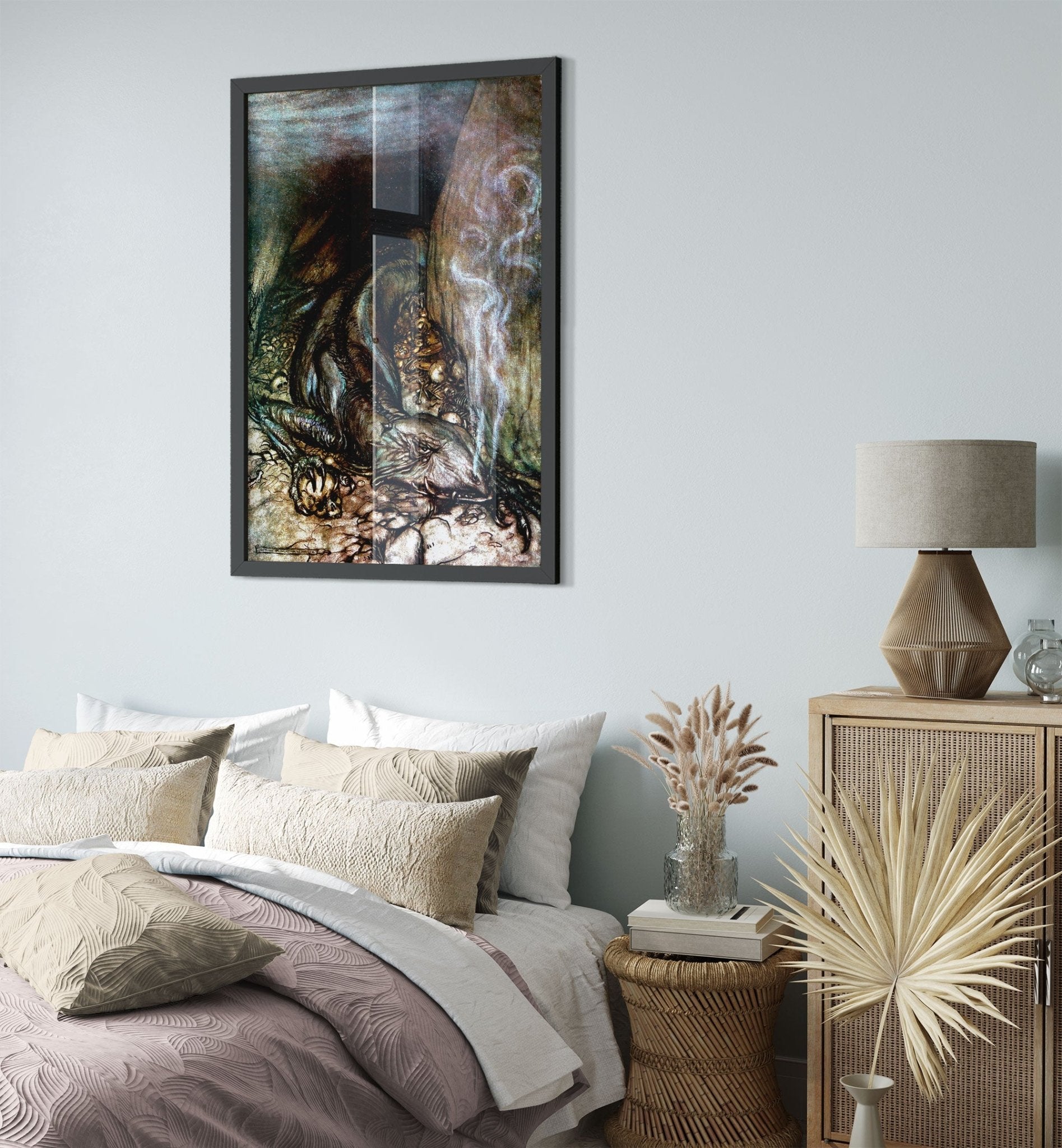 Dragon Framed Print - Arthur Rackham Dragon Fafnir - Arthur Rackham Framed - Tolkien Inspiration UK, EU USA Domestic Shipping - WallArtPrints4U