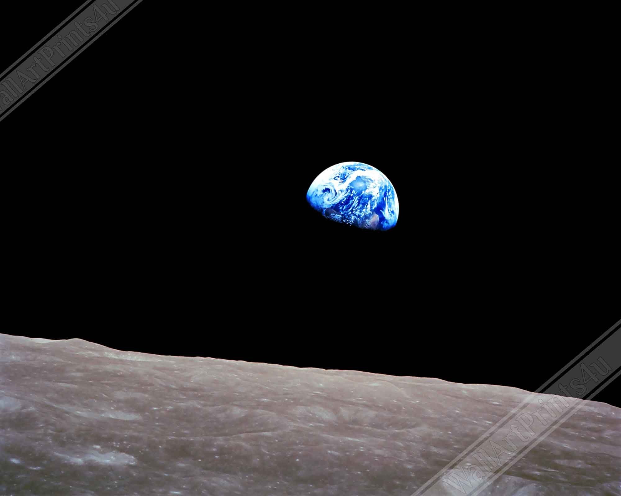 Earthrise Framed, Famous Photo Framed Print From 1968, Shot From The Moon, Beginning The Environmental Movement - WallArtPrints4U