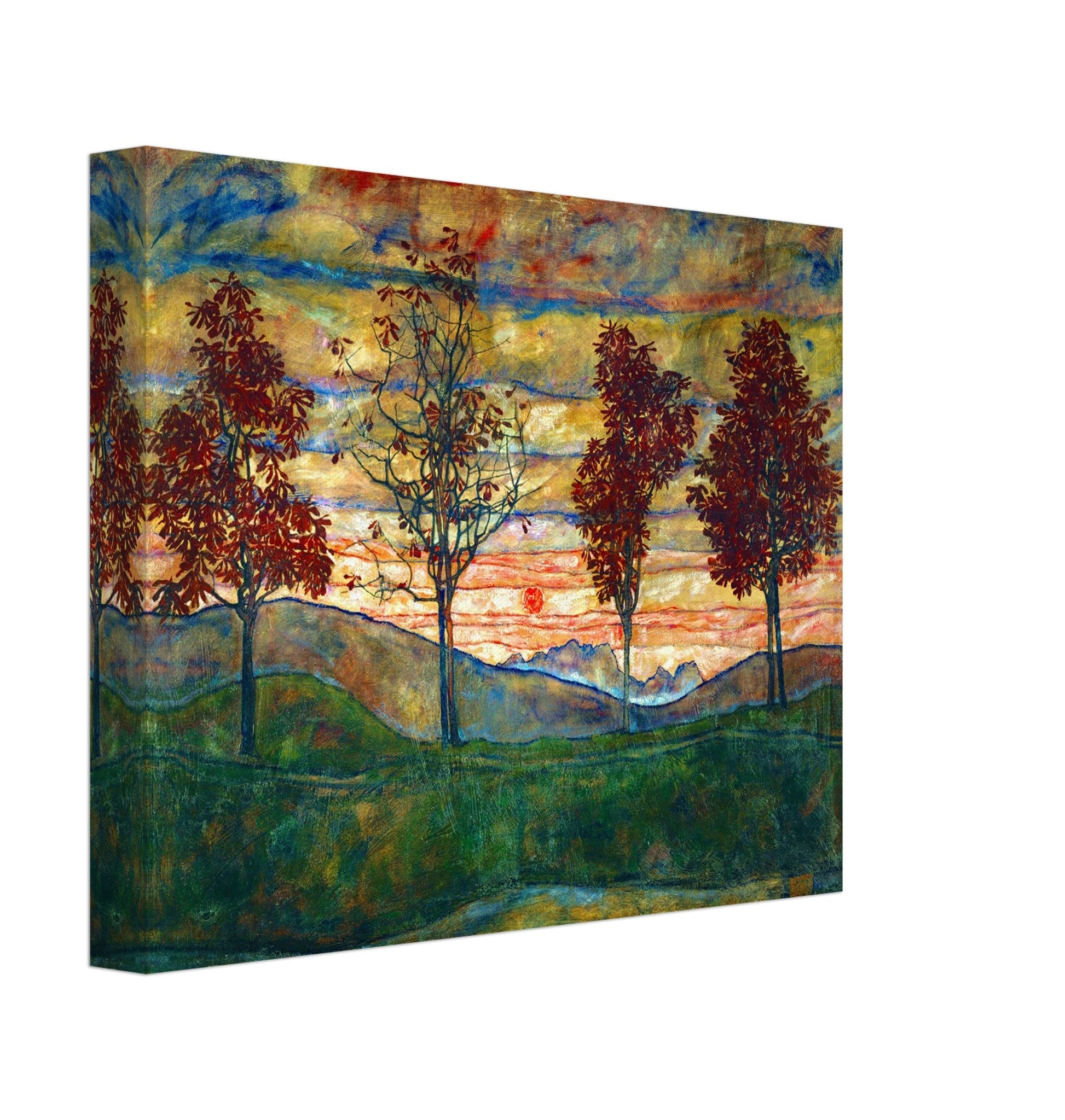 Egon Schiele Canvas Print, Landscape Print, Four Trees Vintage Print 1917 - WallArtPrints4U