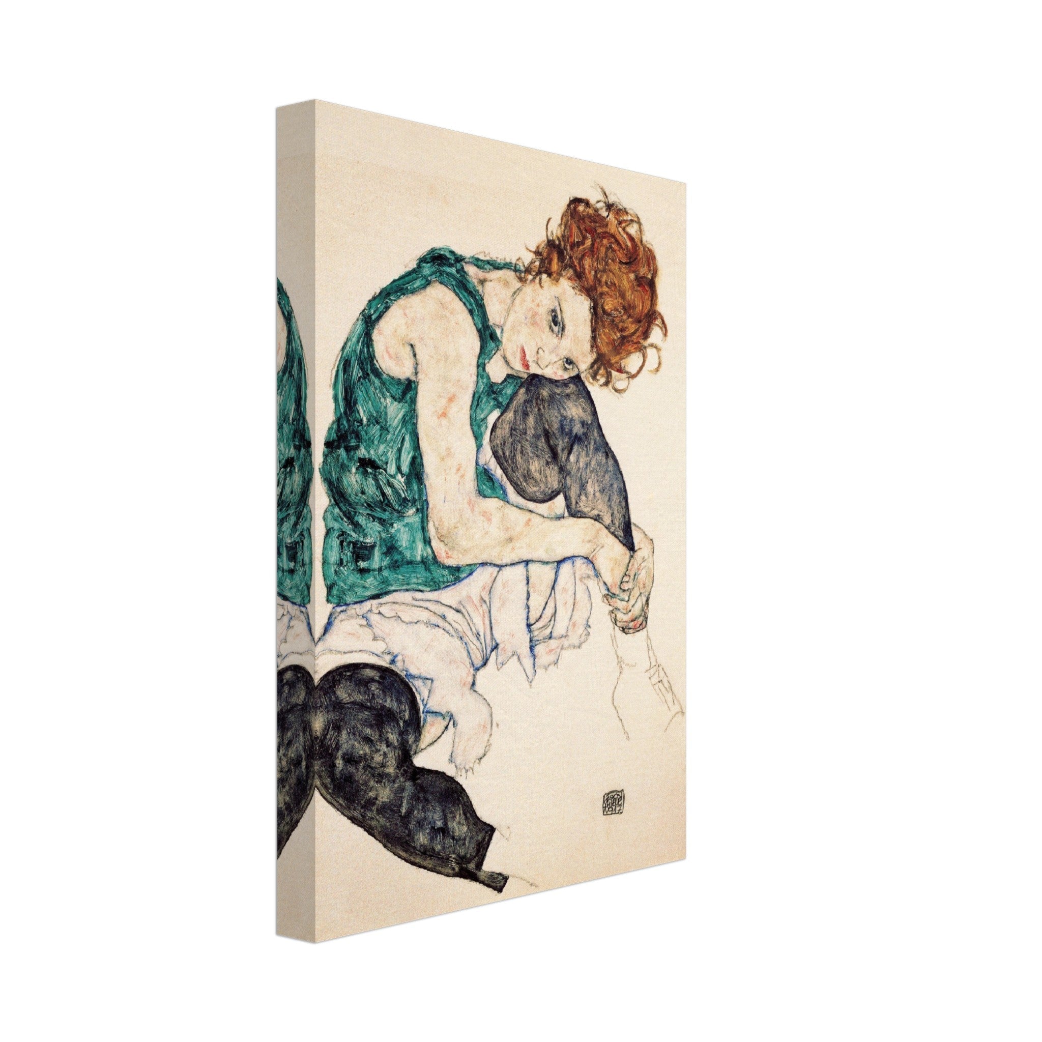 Egon Schiele Canvas Print, Seated Woman With Knees Up Vintage Print 1917 - WallArtPrints4U