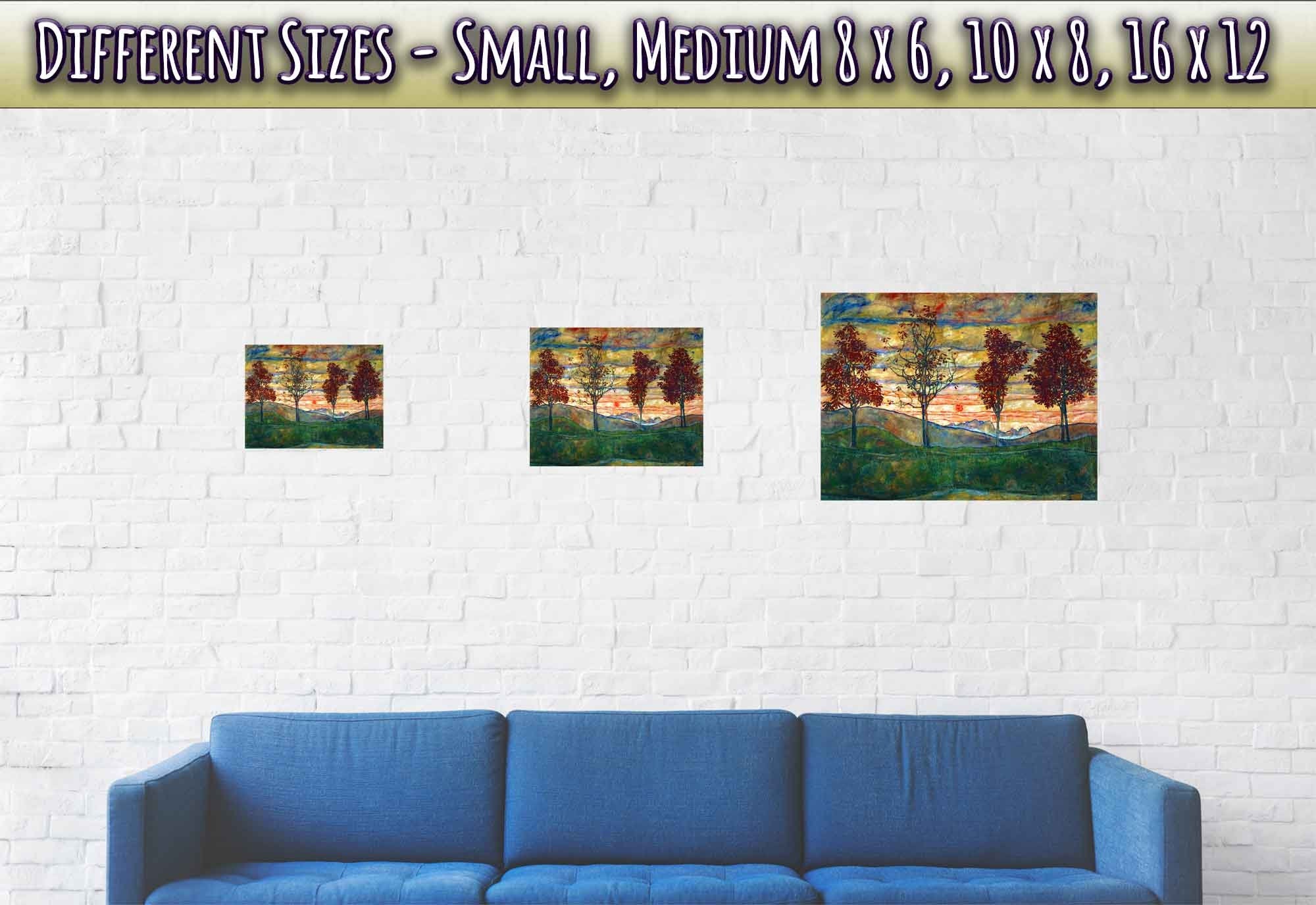 Egon Schiele Poster Print, Landscape Print, Four Trees Vintage Print 1917 - WallArtPrints4U