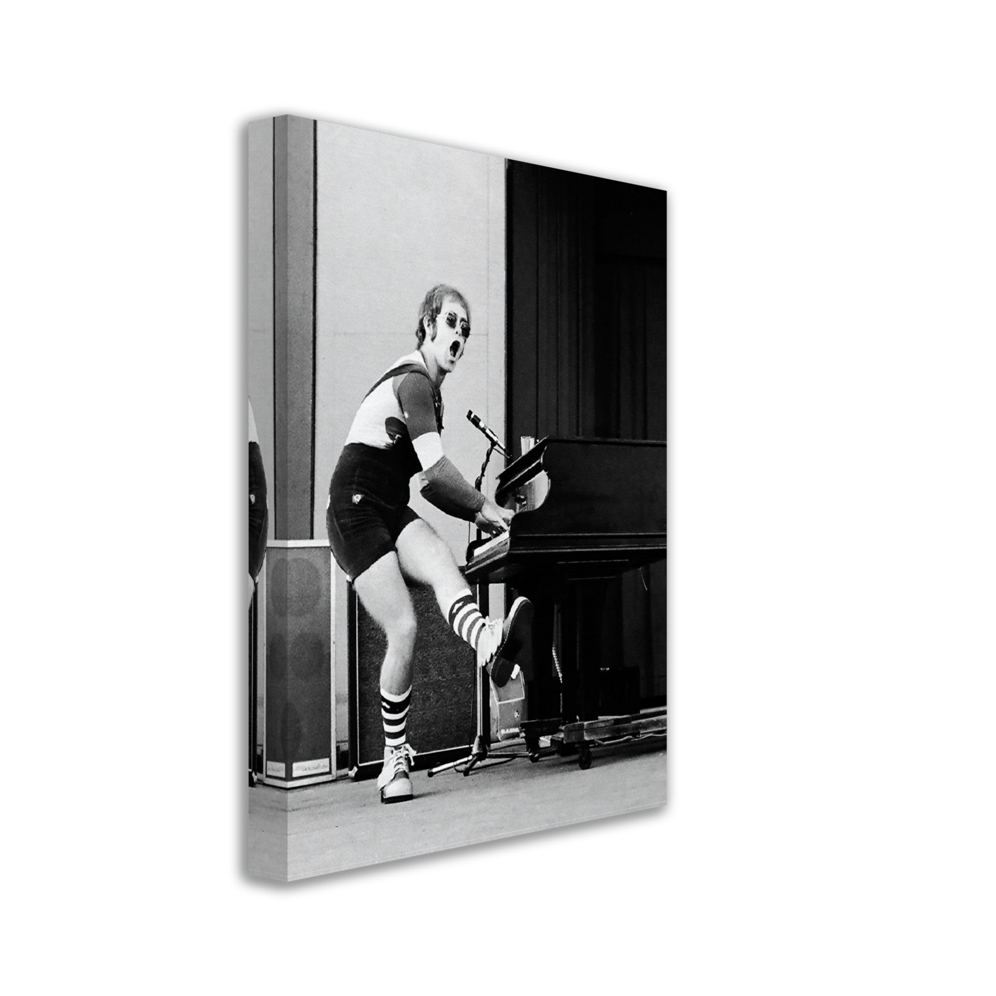 Elton John Canvas Print, In Concert Liseberg 1970s, Vintage Photo, Elton John Print - Stencil Black & White Version - WallArtPrints4U