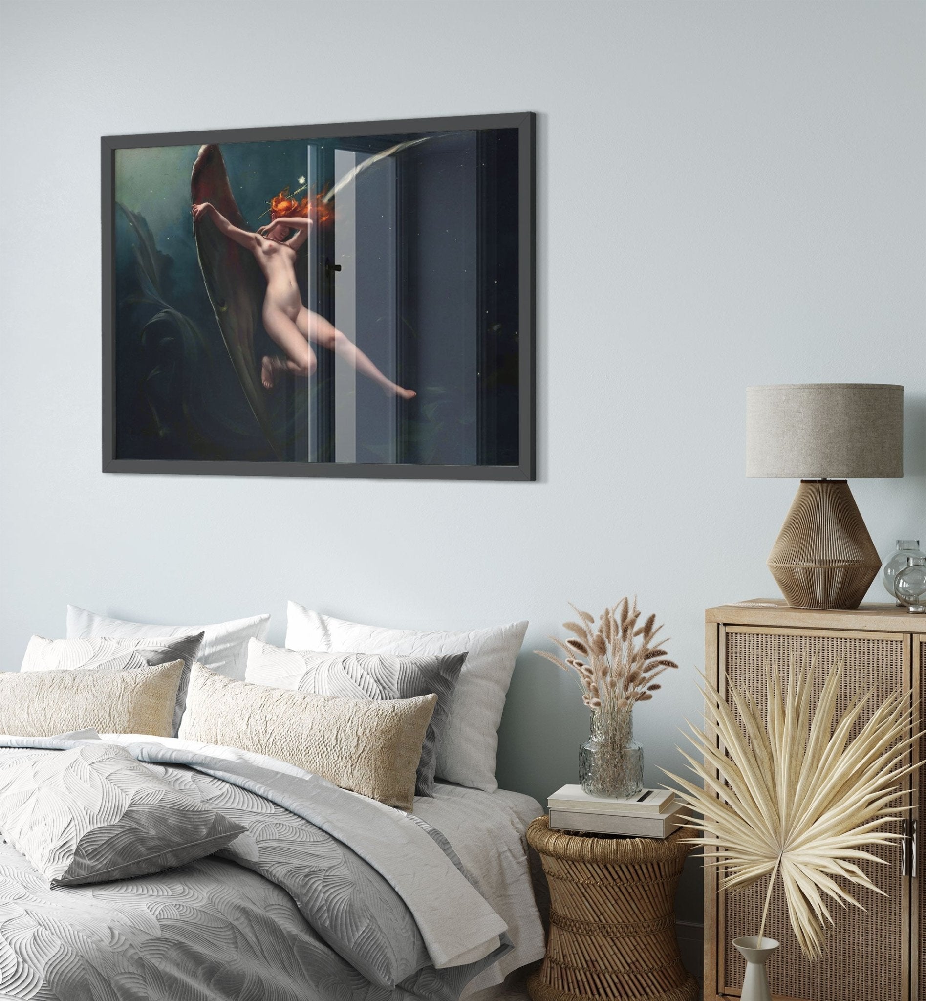 Fairy Framed Print, Fairy Under Starry Skies Luis Ricardo Falero - Nude Fairy Framed - WallArtPrints4U