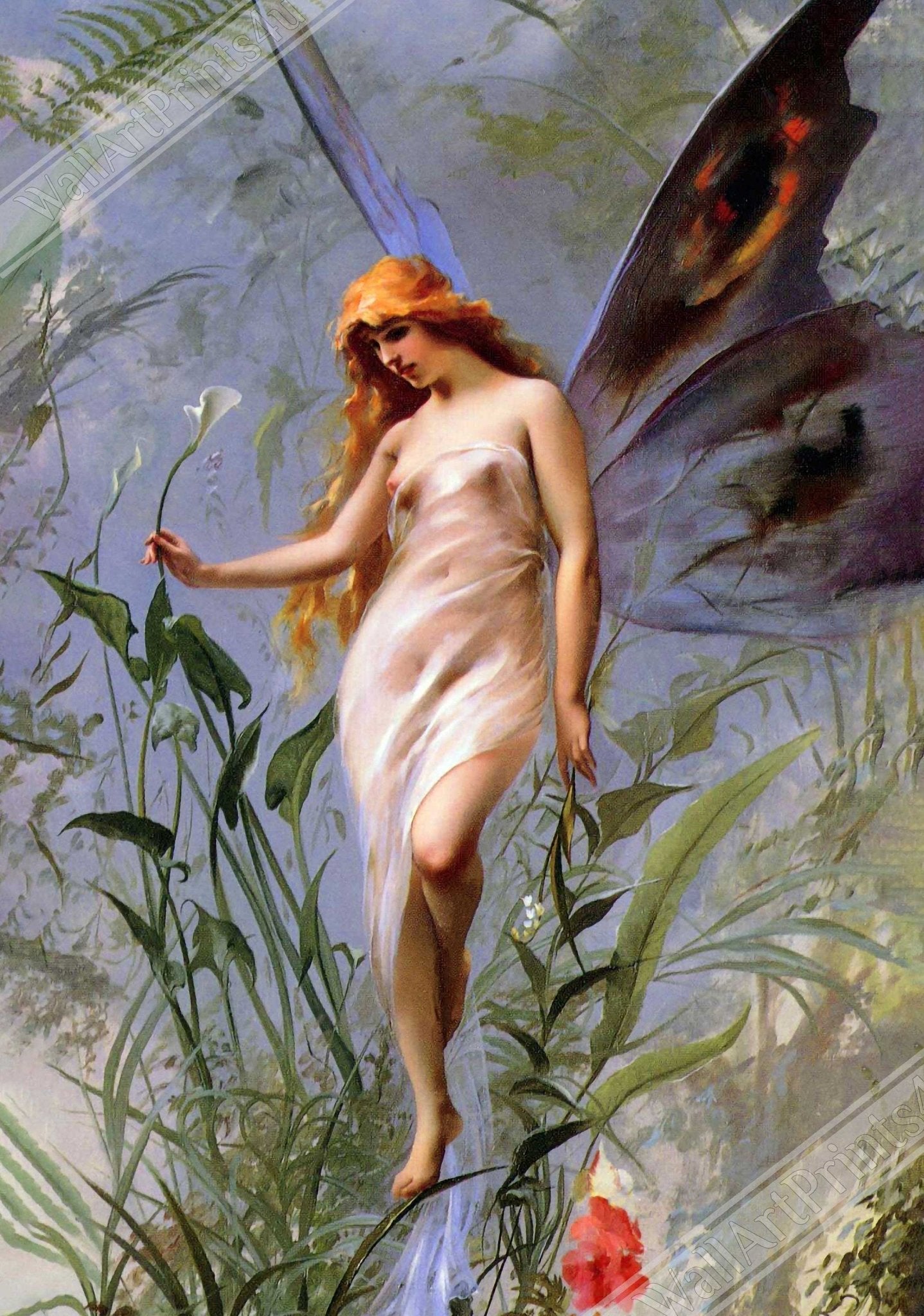 Fairy Framed Print, Lily Fairy Print, Luis Falero 1888 - WallArtPrints4U