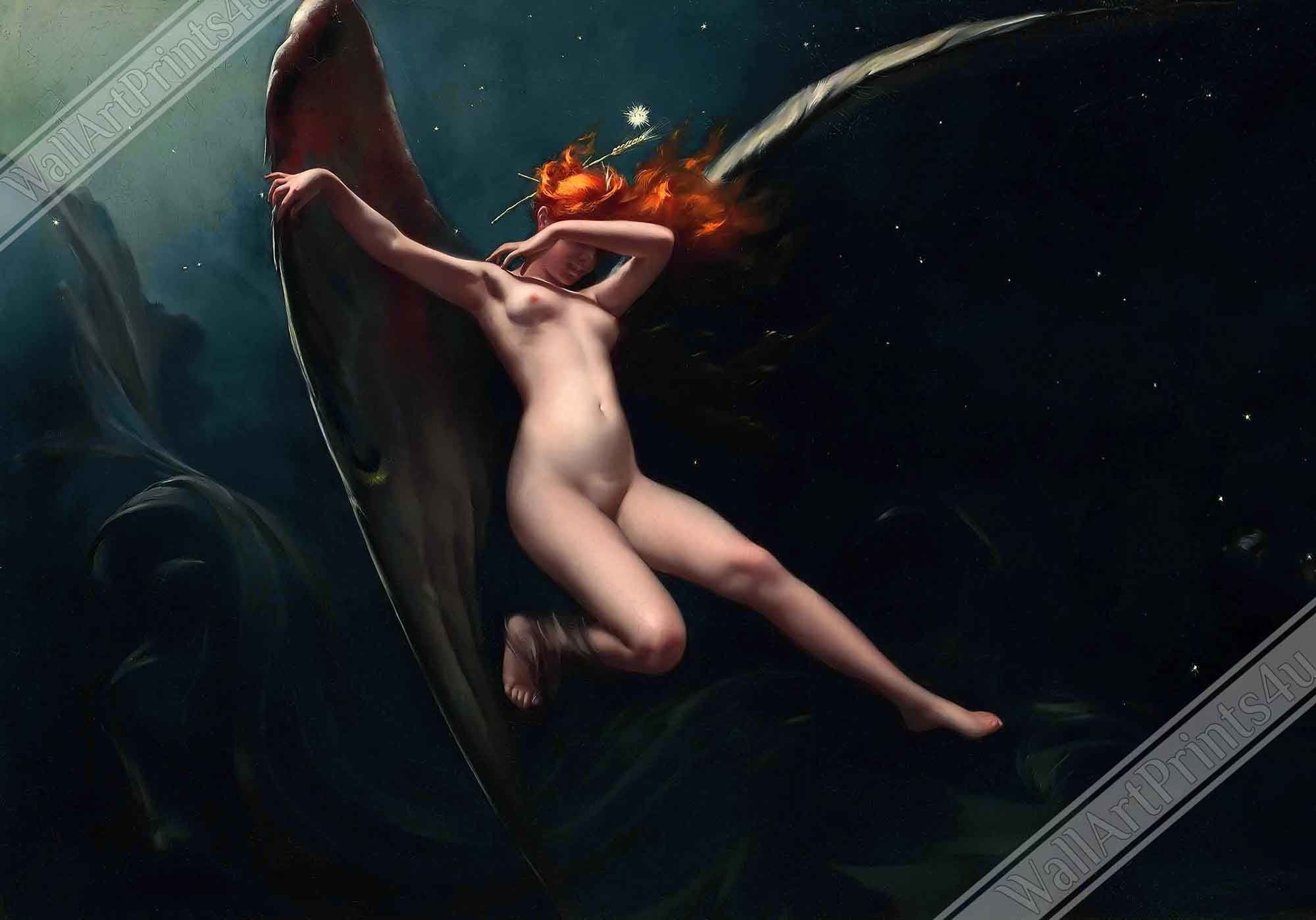 Fairy Print, Fairy Under Starry Skies Luis Ricardo Falero Poster - Nude Fairy Poster - WallArtPrints4U
