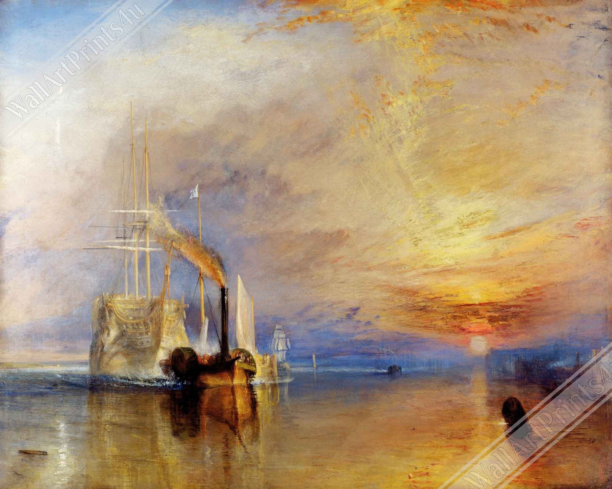 Fighting Temeraire Framed Print William Turner (JMW Turner) Fighting Temeraire Celebrated Gunship Last Journey - WallArtPrints4U