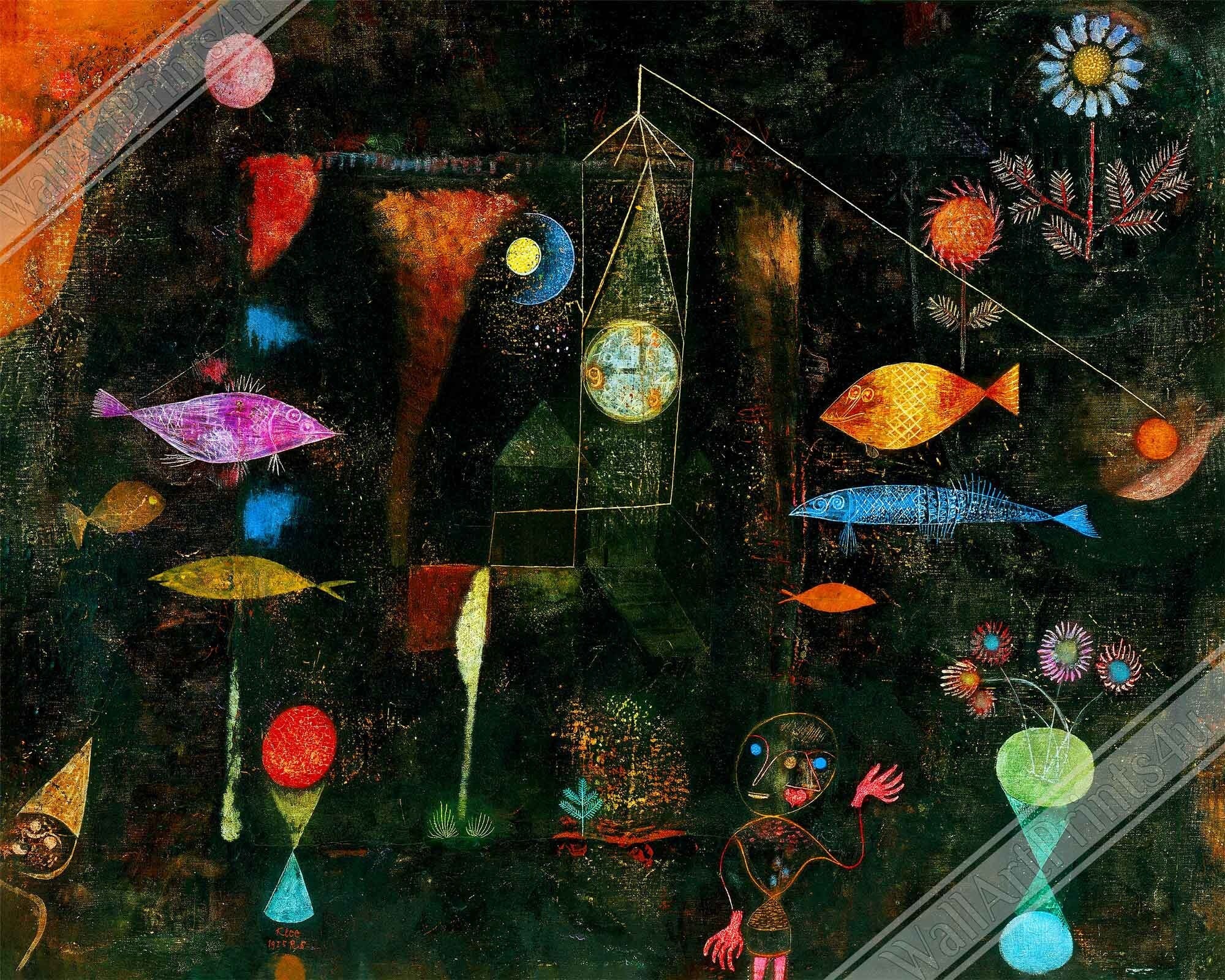 Fish Magic Framed Print, Paul Klee Frameds Abstract Fish Magic Art - WallArtPrints4U