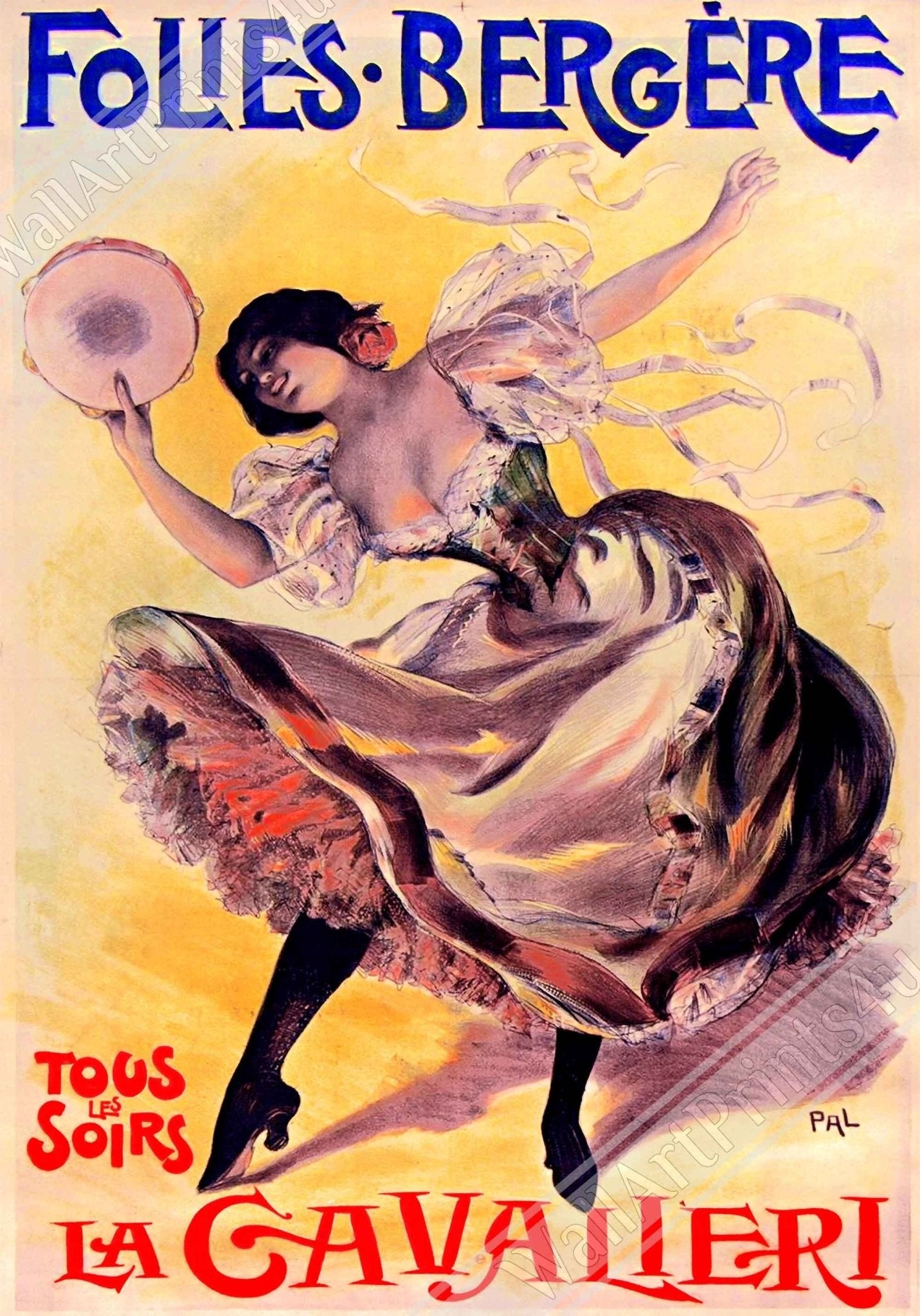 Folies Bergere Canvas La Cavalieri 1897 - Folie Bergere Canvas Print Jean De Paleologu - WallArtPrints4U