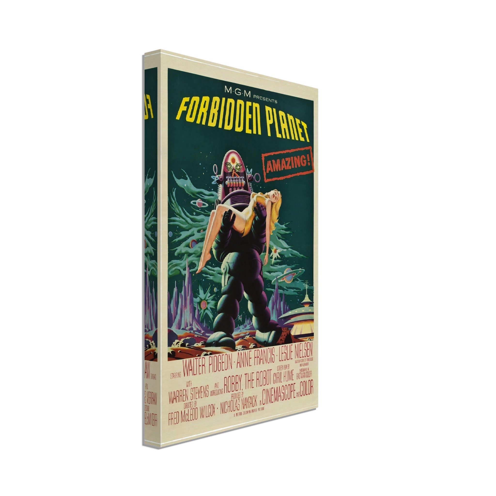 Forbidden Planet Canvas, Vintage Movie Canvas 1956 Canvas Art - Walter Pidgeon - Anne Francis - Leslie Nielsen - WallArtPrints4U