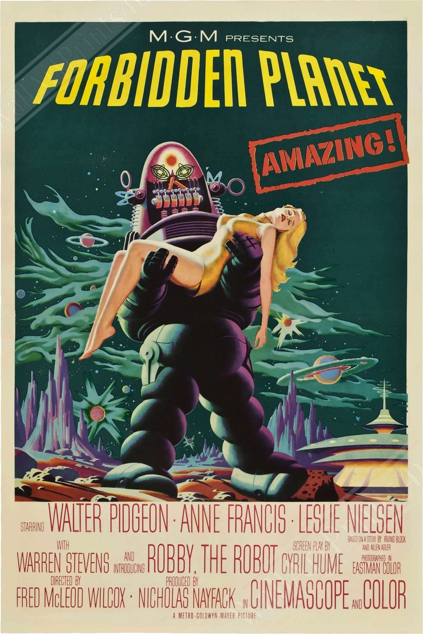 Forbidden Planet Framed, Vintage Movie Framed 1956 Framed Art - Walter Pidgeon - Anne Francis - Leslie Nielsen - WallArtPrints4U