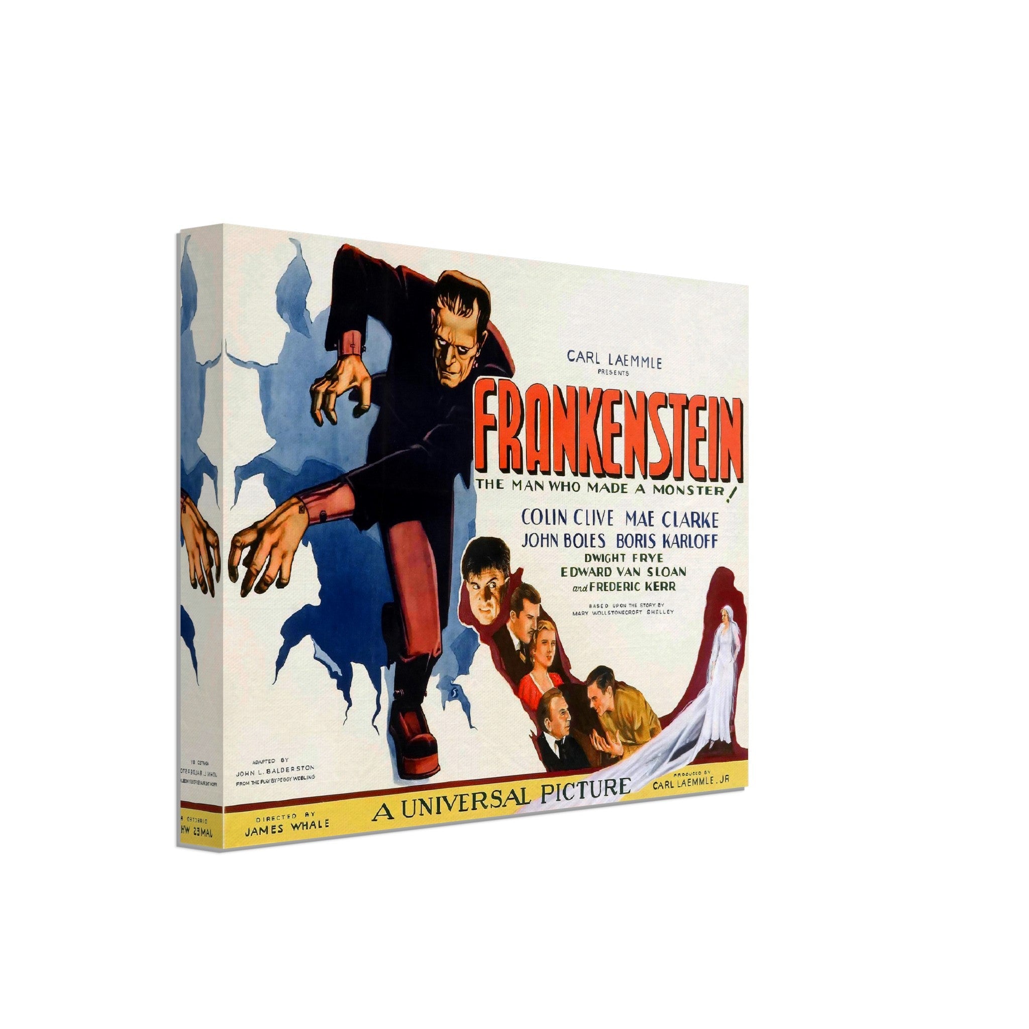Frankenstein Movie Canvas, Vintage Horror Movie Canvas 1931 Canvas Film Art - Boris Karloff, Mae Clark - WallArtPrints4U