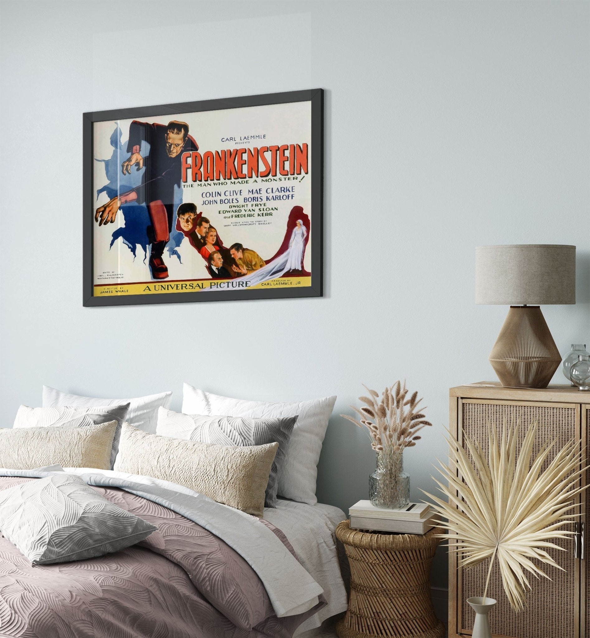 Frankenstein Movie Framed, Vintage Horror Movie Framed 1931 Framed Film Art - Boris Karloff, Mae Clark - WallArtPrints4U
