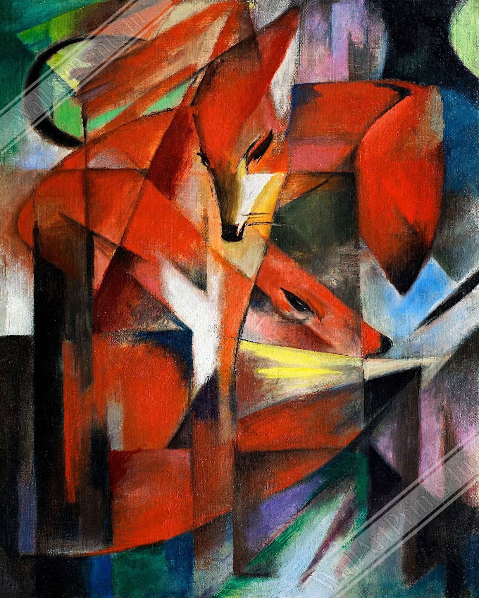 Franz Marc The Foxes Framed Print Framed The Foxes 1913 UK EU USA Domestic Shipping - WallArtPrints4U
