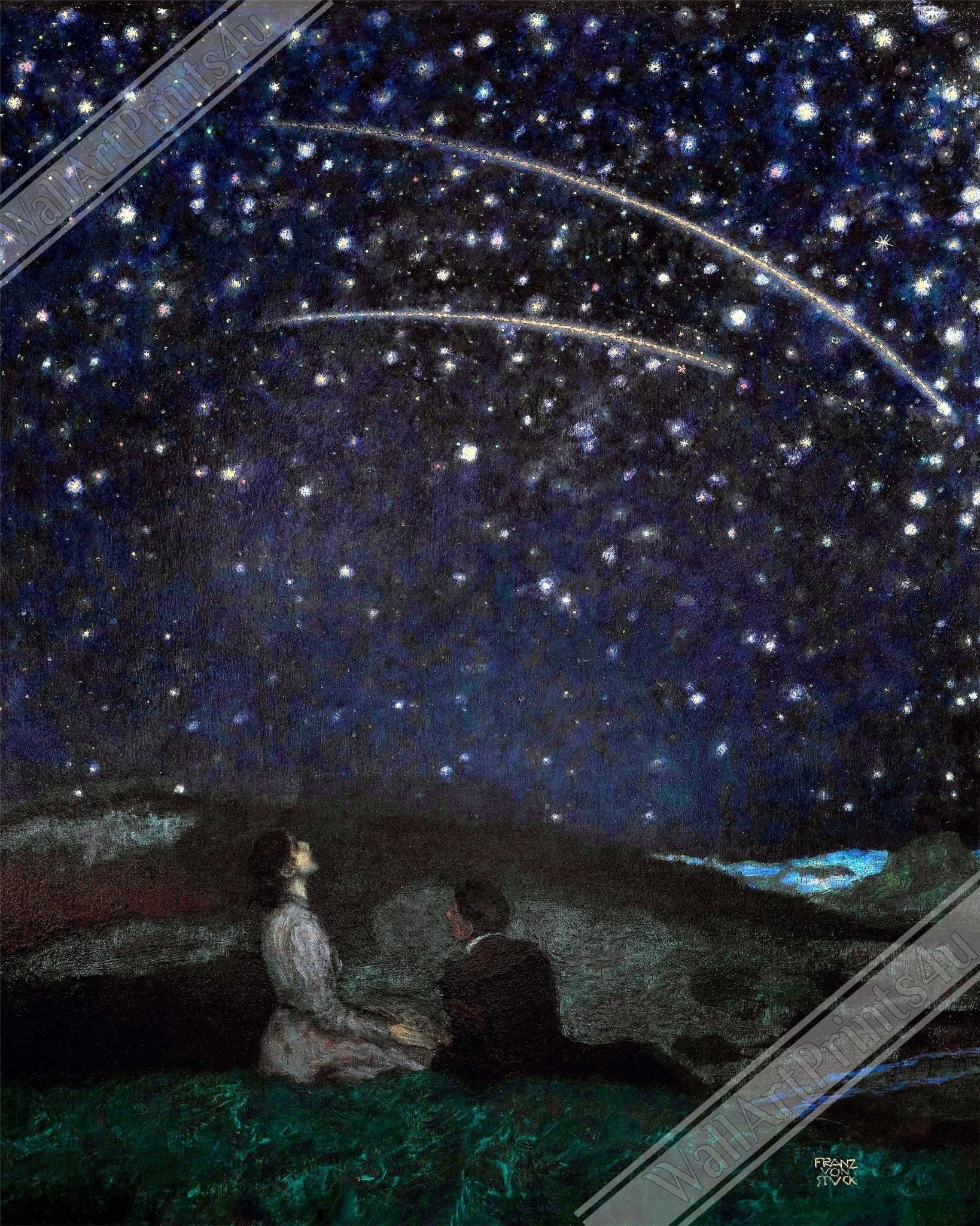 Franz Von Stuck Canvas Print, Sternschnuppen (Shooting Stars) 1892 Von Stuck Canvas - WallArtPrints4U