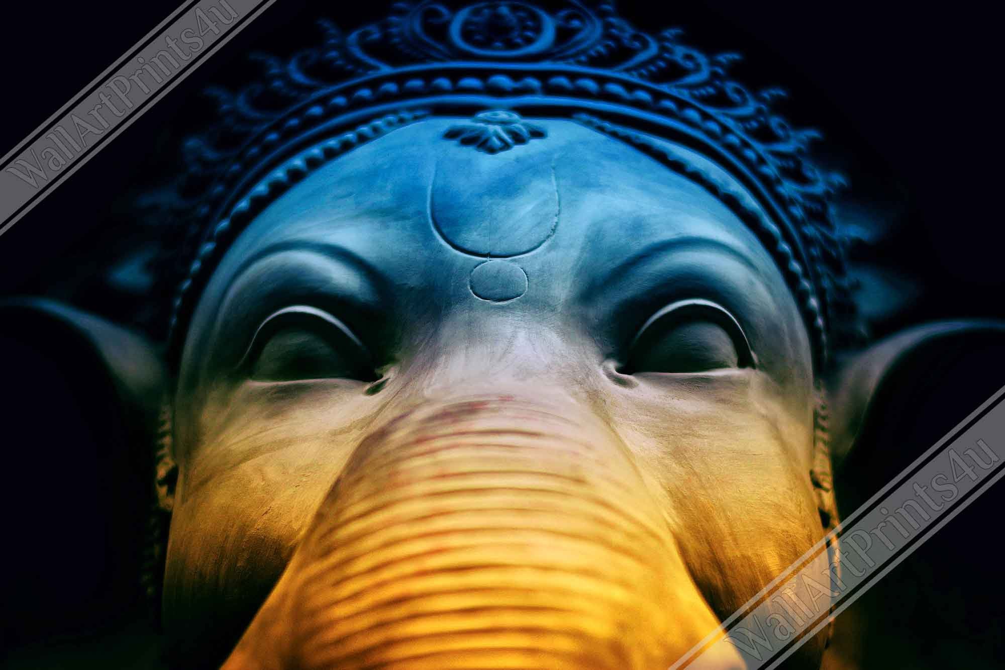 Ganesha Canvas Print, Hindu God Of Success, Wisdom, Ganesha Statue Sculpture Print, Remover Of Obstacles - WallArtPrints4U