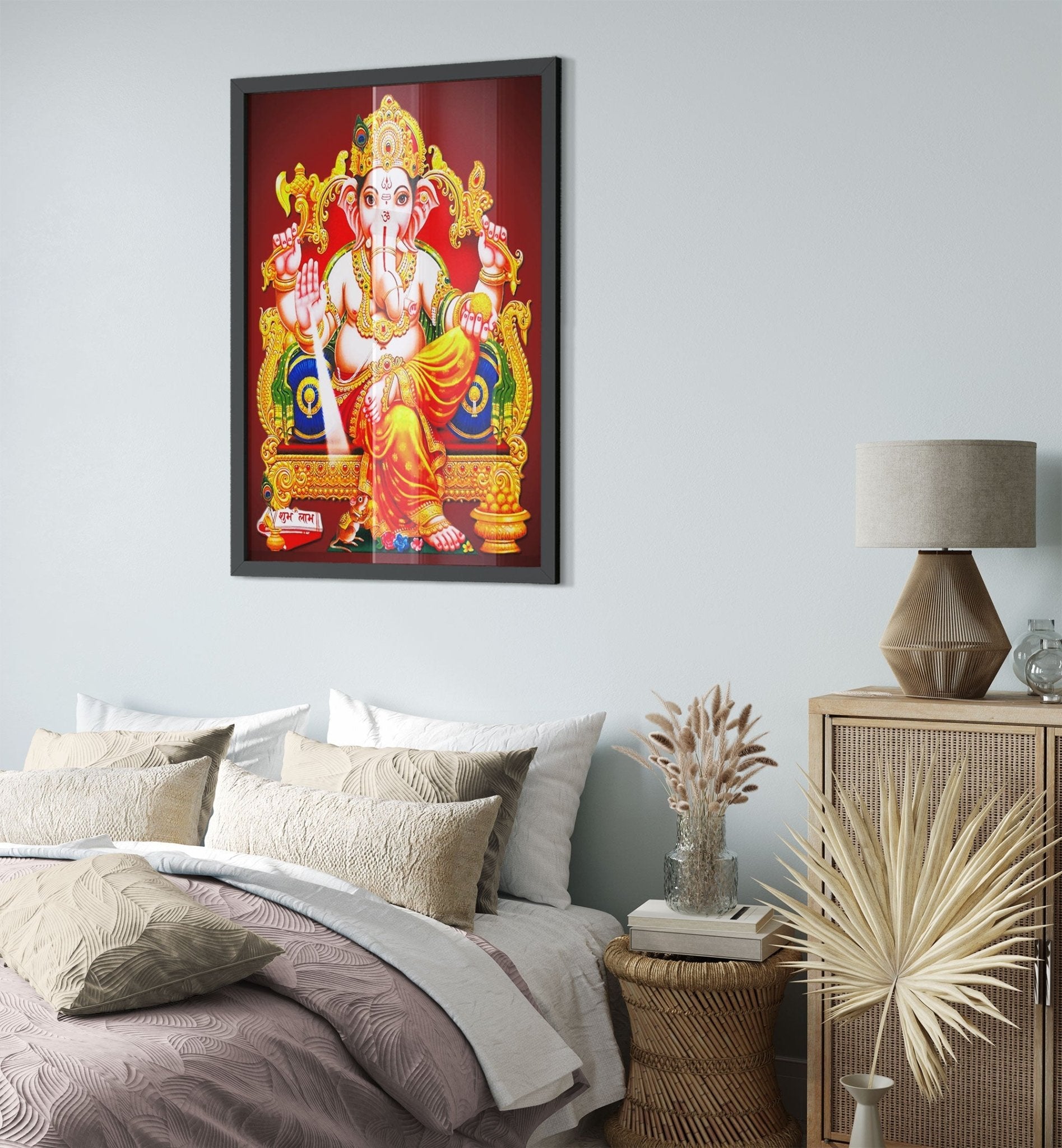 Ganesha Framed Print, Hindu God Of Success, Wisdom - Ganesha Print - Remover Of Obstacles, Ganesha Mantra Meditation - WallArtPrints4U