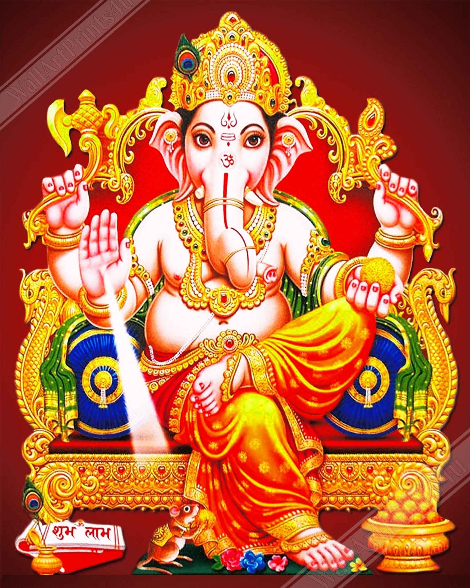Ganesha Framed Print, Hindu God Of Success, Wisdom - Ganesha Print - Remover Of Obstacles, Ganesha Mantra Meditation - WallArtPrints4U