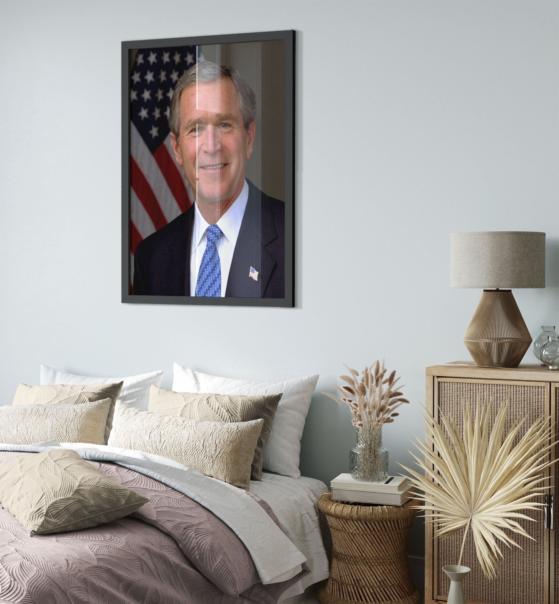 George W Bush Framed, 43rd President Of These United States, Vintage Photo Portrait - George W Bush Framed Print UK, EU USA Domestic Shipping - WallArtPrints4U