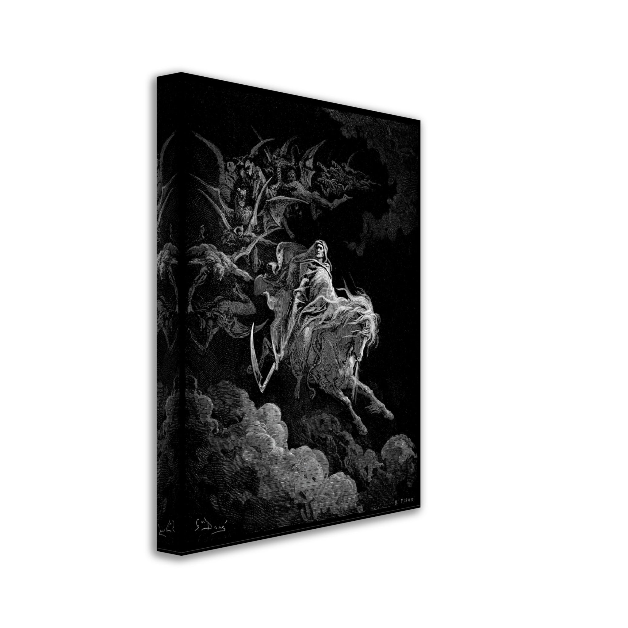 Gustave Dore Canvas - Death On A Pale Horse Canvas Print, From La Grand Bible De Tours 1843 - WallArtPrints4U