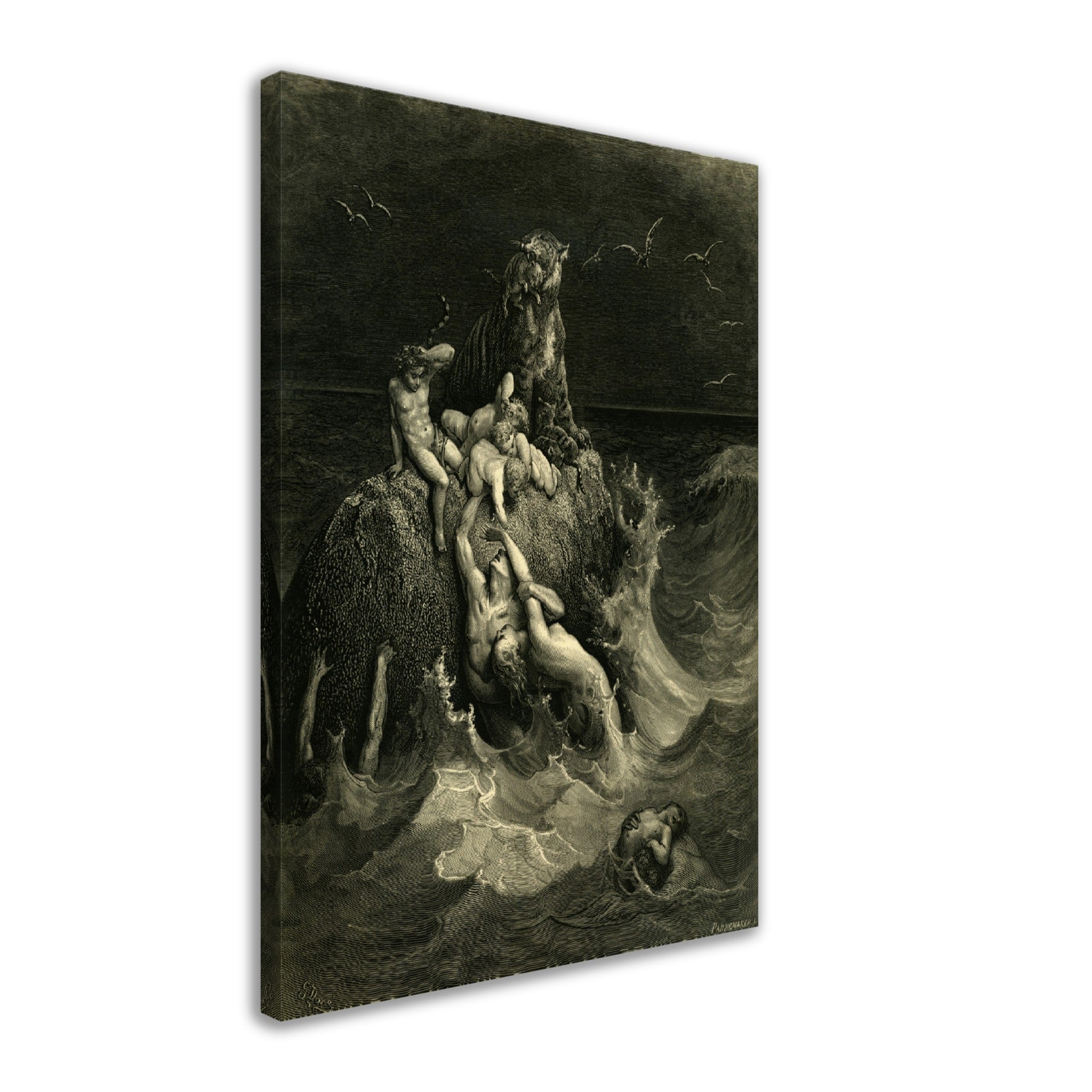 Gustave Dore Canvas, The Deluge Canvas Print, From La Grand Bible De Tours 1866 - WallArtPrints4U