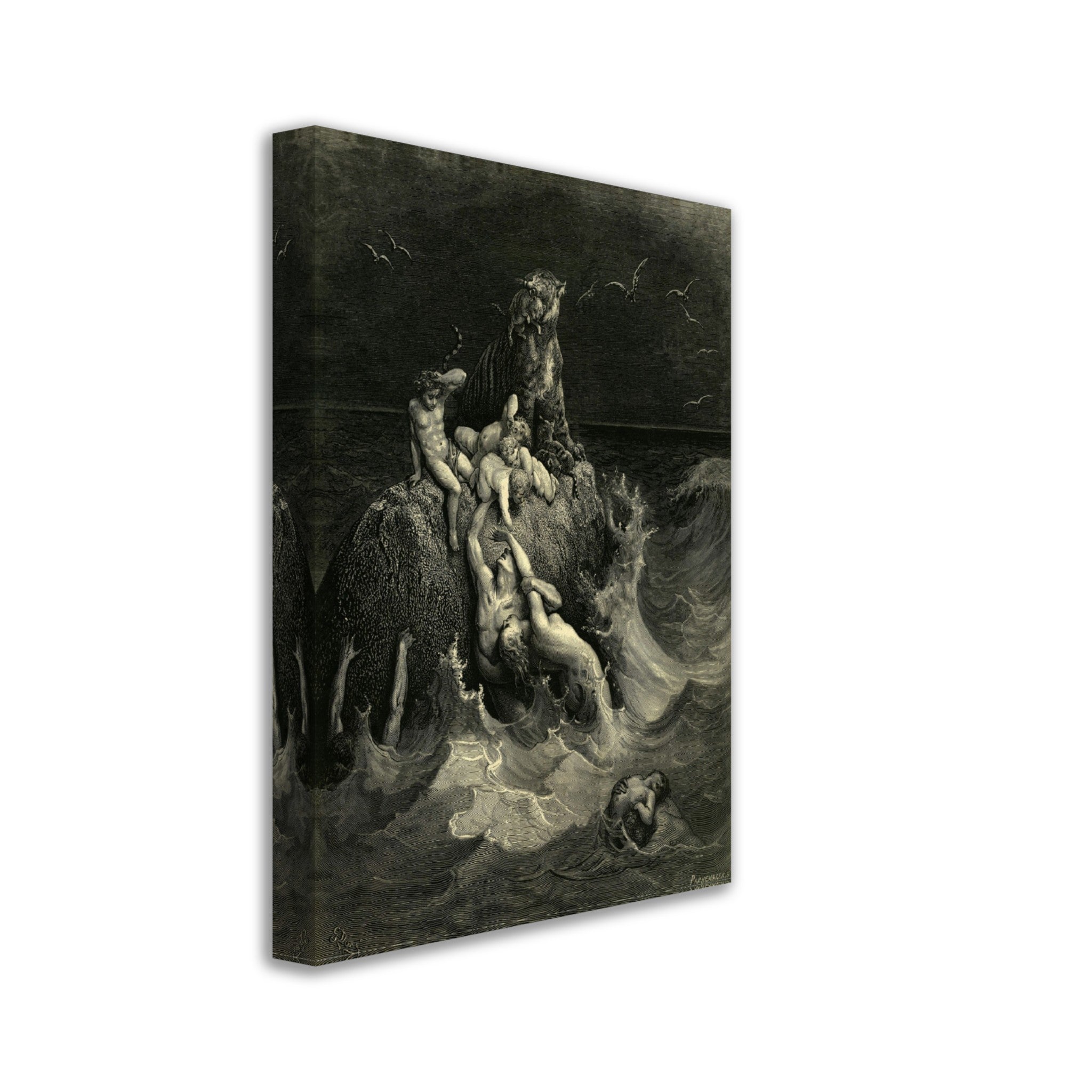 Gustave Dore Canvas, The Deluge Canvas Print, From La Grand Bible De Tours 1866 - WallArtPrints4U