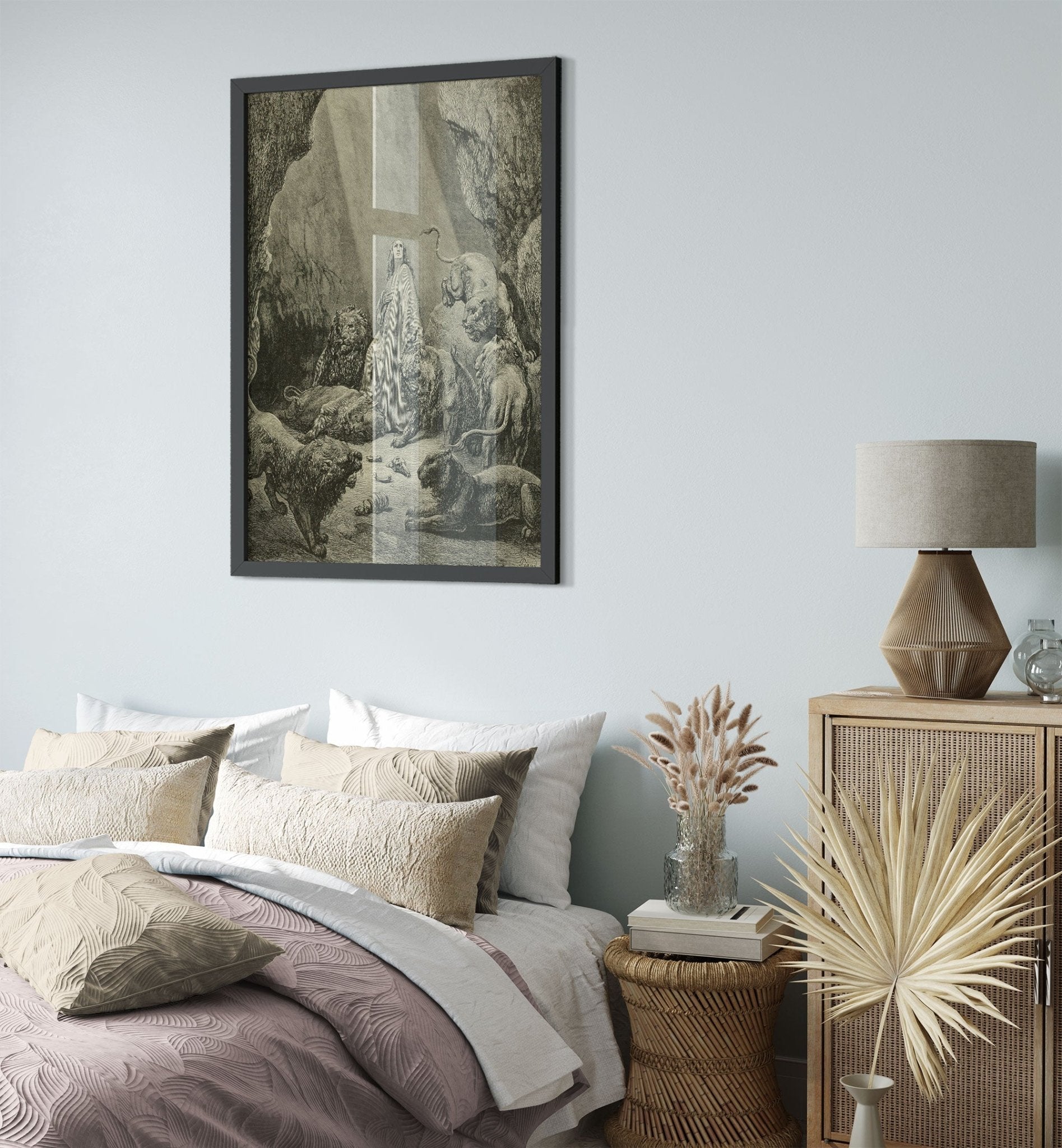 Gustave Dore Framed - Daniel In The Lions Den Framed Print, From La Grand Bible De Tours 1843 UK, EU, USA, AUS Domestic Shipping - WallArtPrints4U