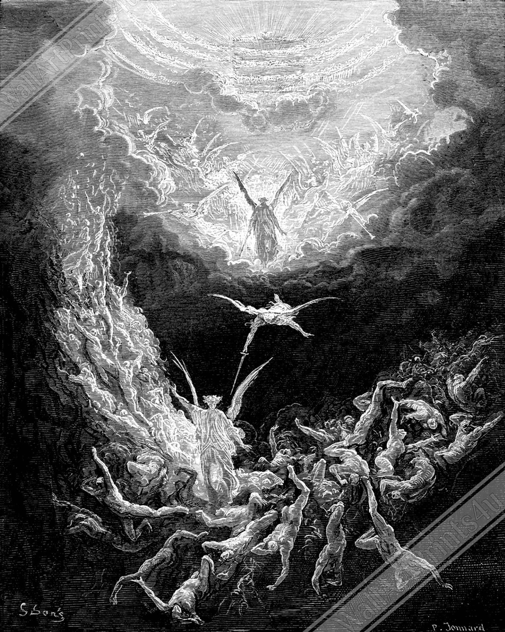 Gustave Dore Framed - Last Judgement Framed Print, From La Grand Bible De Tours 1843 - WallArtPrints4U