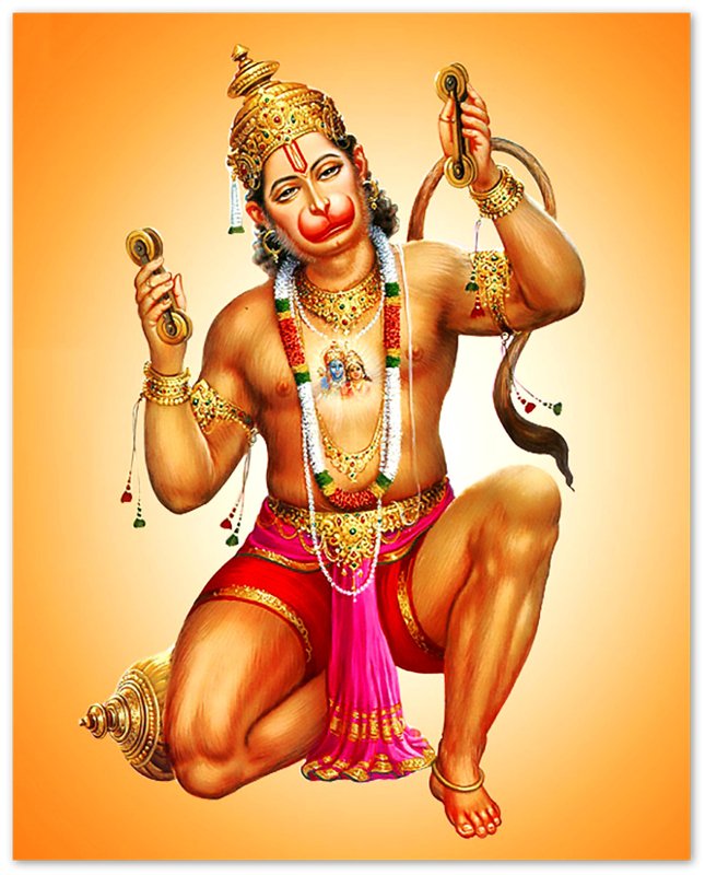 Hanuman Poster, Hindu God Of Strength - Hanuman Print - Beautiful Colors Use For Hanuman Mantra Meditation - WallArtPrints4U