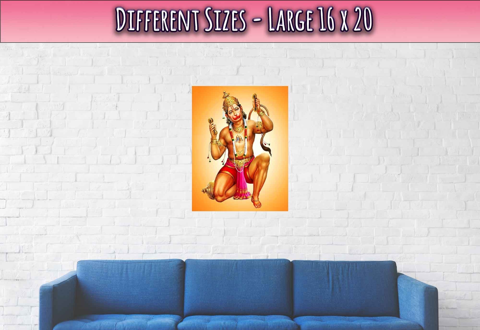 Hanuman Poster, Hindu God Of Strength - Hanuman Print - Beautiful Colors Use For Hanuman Mantra Meditation - WallArtPrints4U