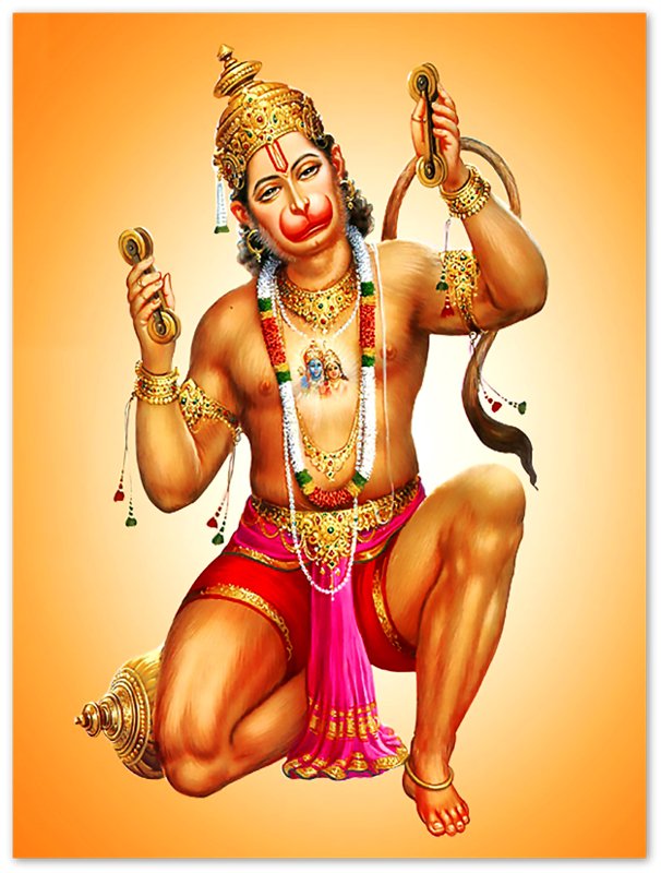 Hanuman Poster, Hindu God Of Strength - Hanuman Print - Beautiful Colors Use For Hanuman Mantra Meditation - WallArtPrints4U