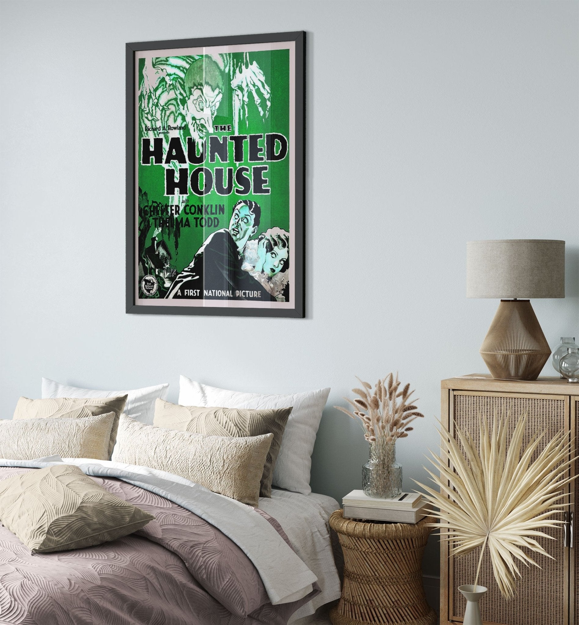 Haunted House Framed, Vintage Horror Movie Framed 1928 Framed Film Art - Thelma Todd, Chester Conklin UK, EU USA Domestic Shipping - WallArtPrints4U