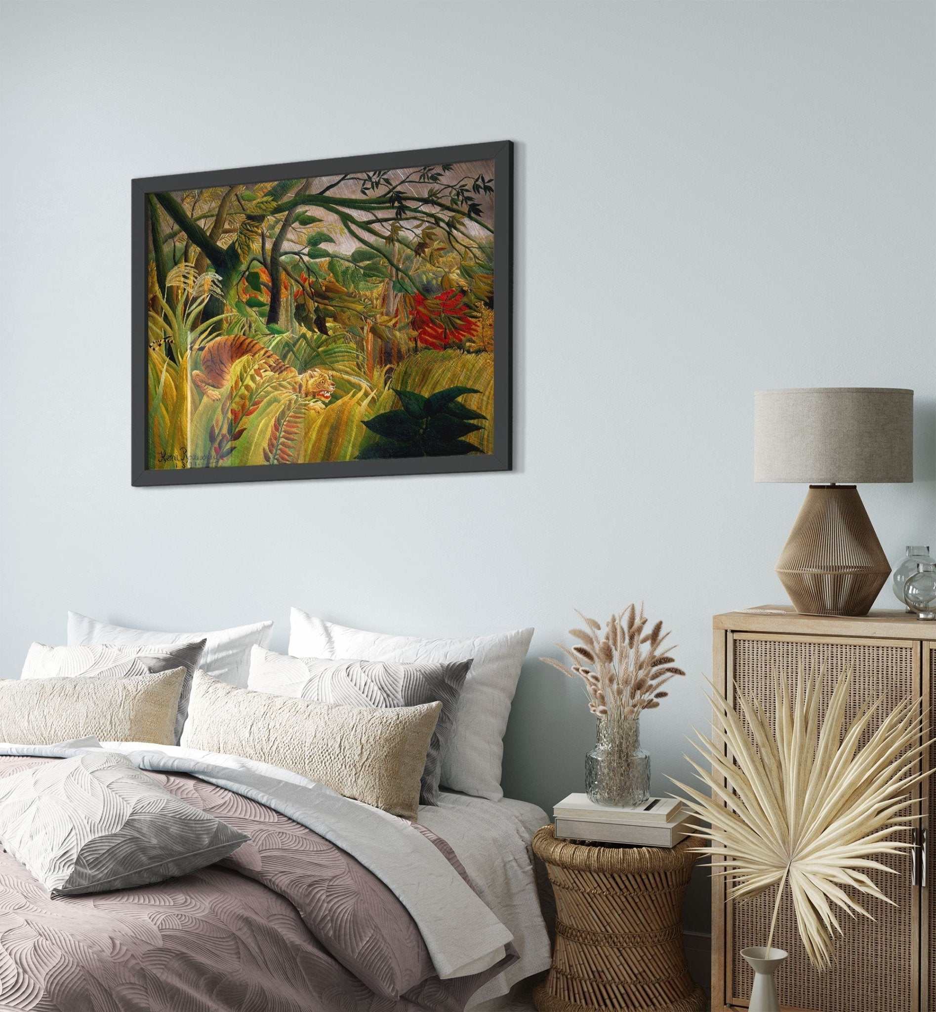 Henri Rousseau Framed Tiger In A Tropical Storm Framed Print Surprised Framed 1891 - WallArtPrints4U