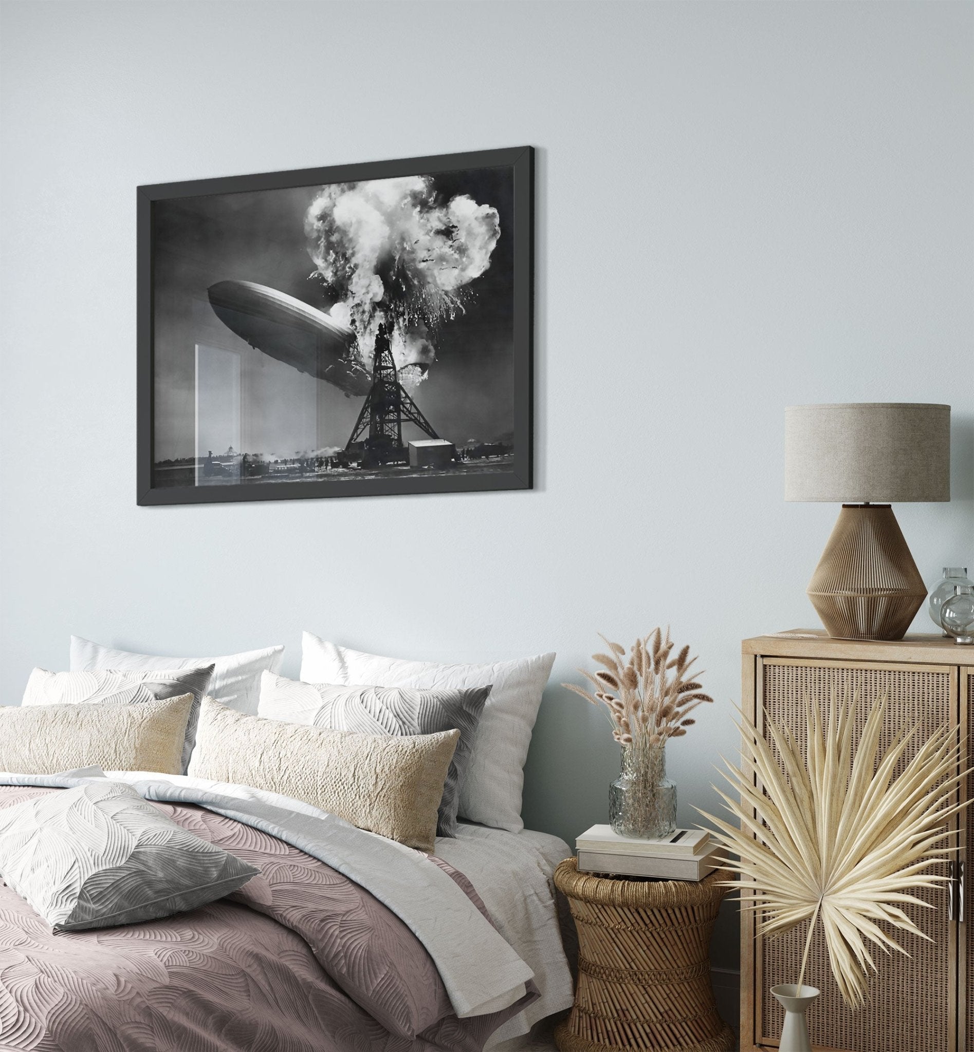 Hindenburg Disaster Framed, Famous Photo Framed Print From 1937, Vintage Wall Art - Hindenburg Zeppelin Explodes - WallArtPrints4U