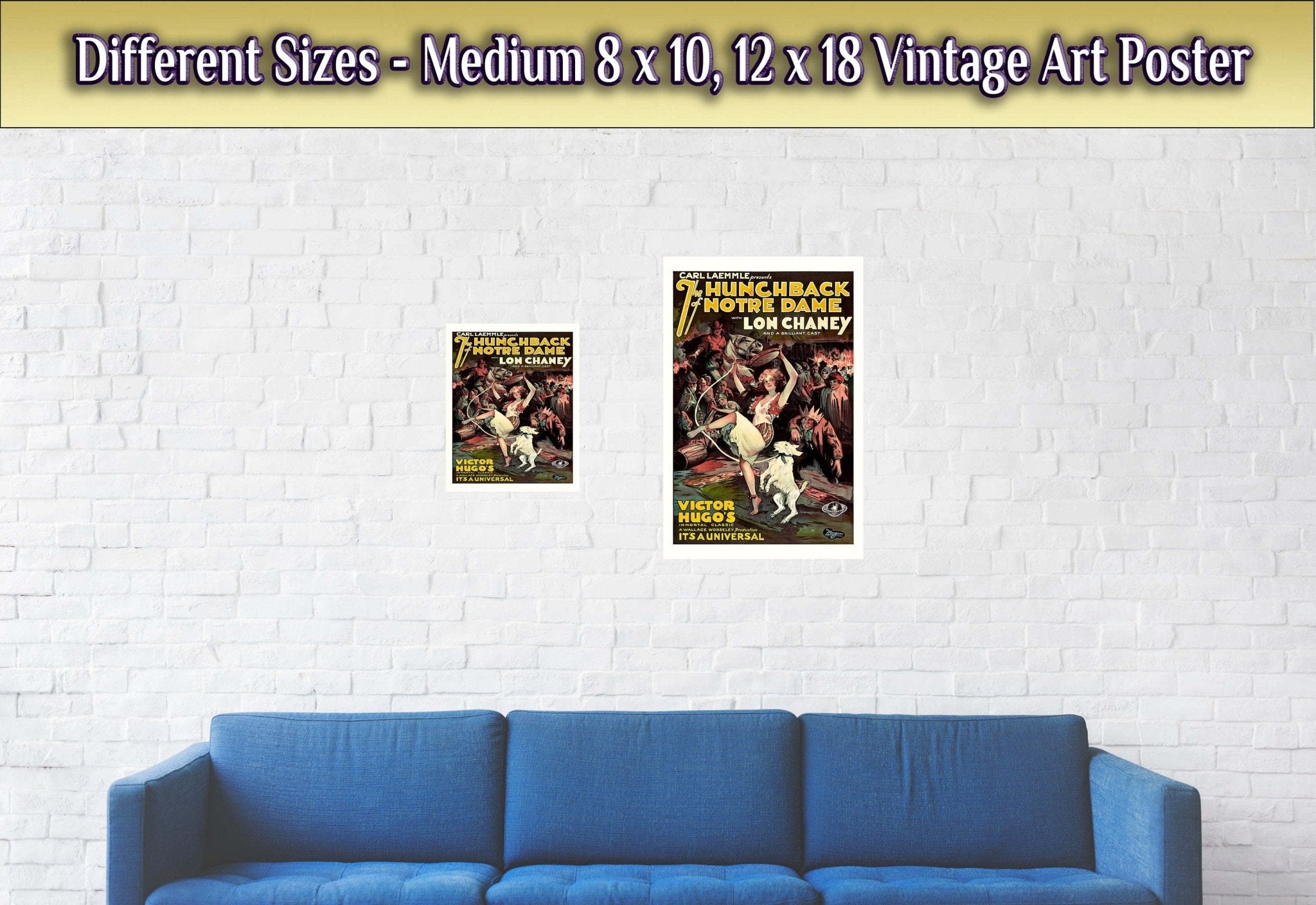 Hunchback Of Notre Dame Poster, Vintage Movie Art Poster 1923 Poster Film Art - By Victor Hugo, Lon Chaney, Carl Laemmle - WallArtPrints4U