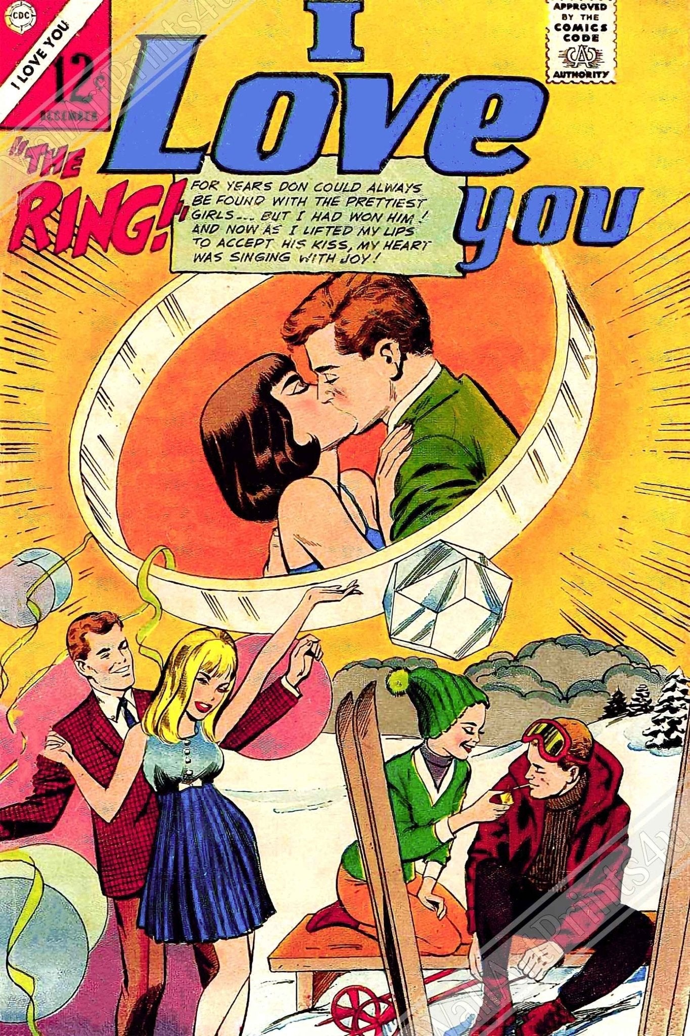 I Love You Canvas Print Comic Strip Vintage Valentine Romance Canvas From 1966 - WallArtPrints4U