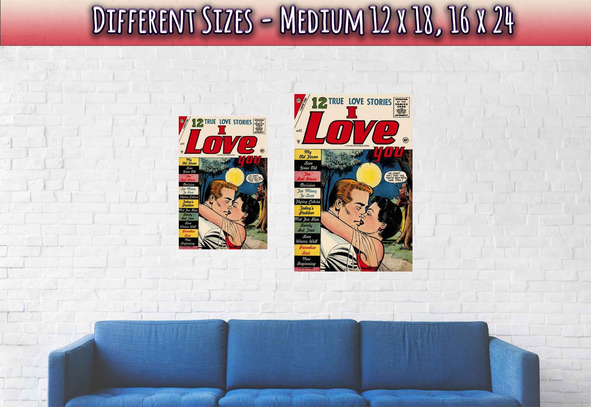 I Love You Poster Print Comic Strip Vintage Valentine Romance Poster From 1956 - WallArtPrints4U