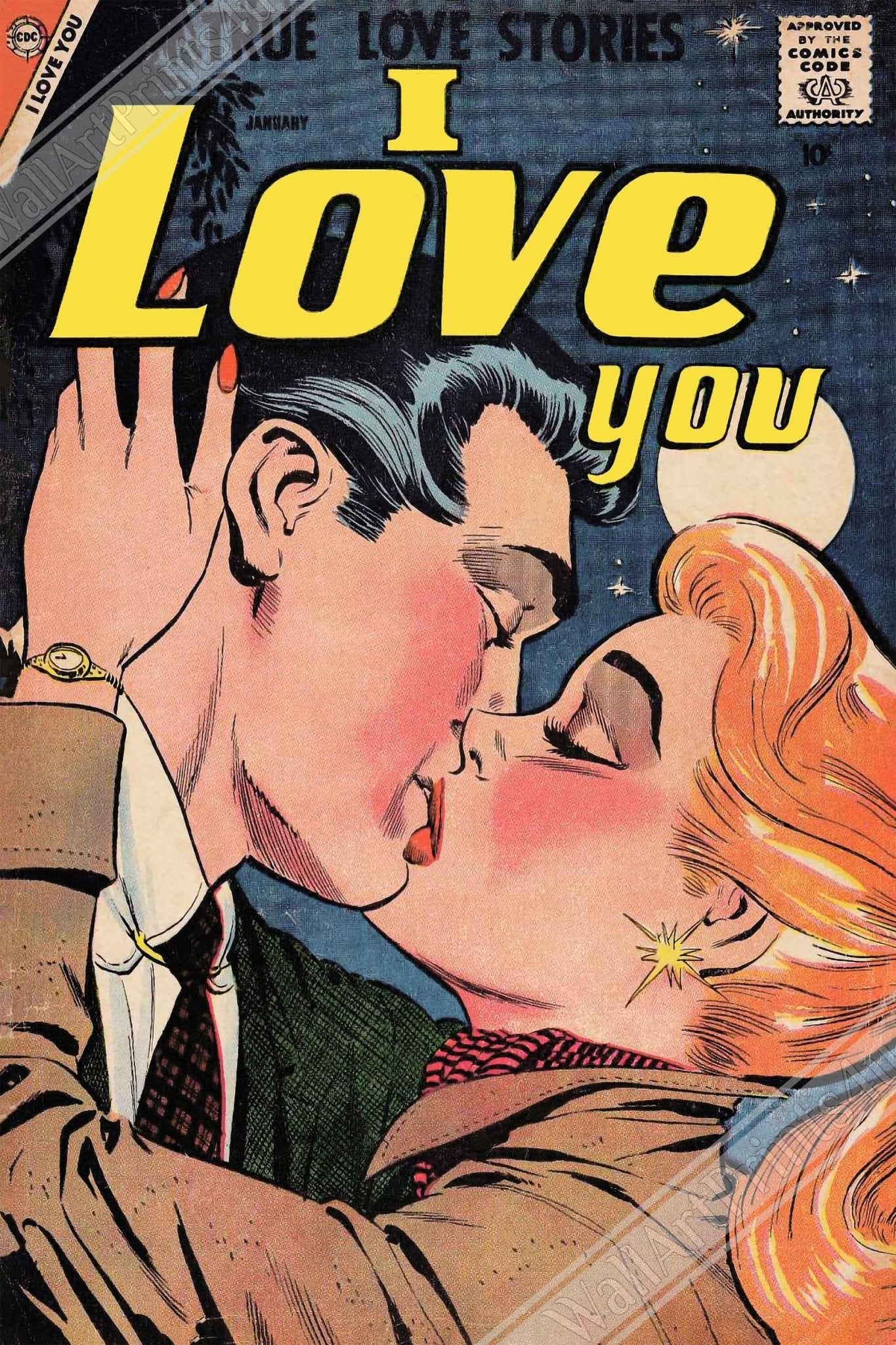 I Love You Valentine Canvas Print Comic Strip Vintage Romance Canvas Jan 1959 - WallArtPrints4U