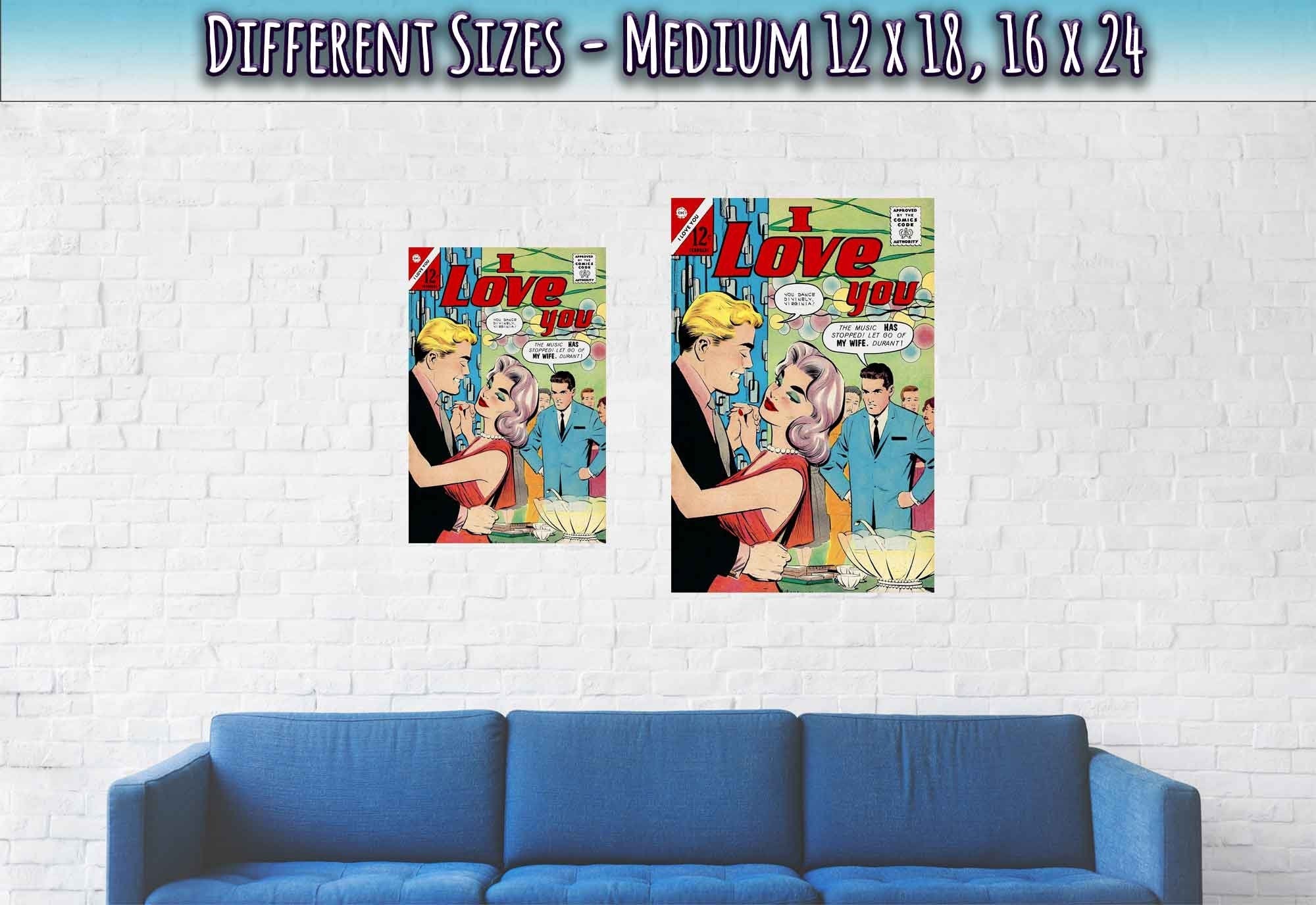I Love You Valentine Poster Print Comic Strip Vintage Romance Poster Feb 1963 - WallArtPrints4U