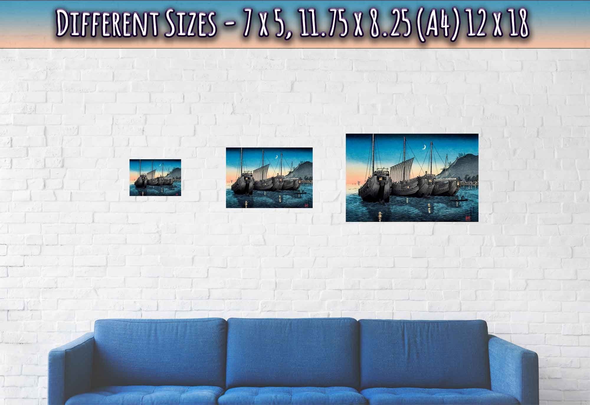 Japanese Art Poster Takahashi Shotei Hiroaki Print Junks (Ships) In Inatori Bay - WallArtPrints4U