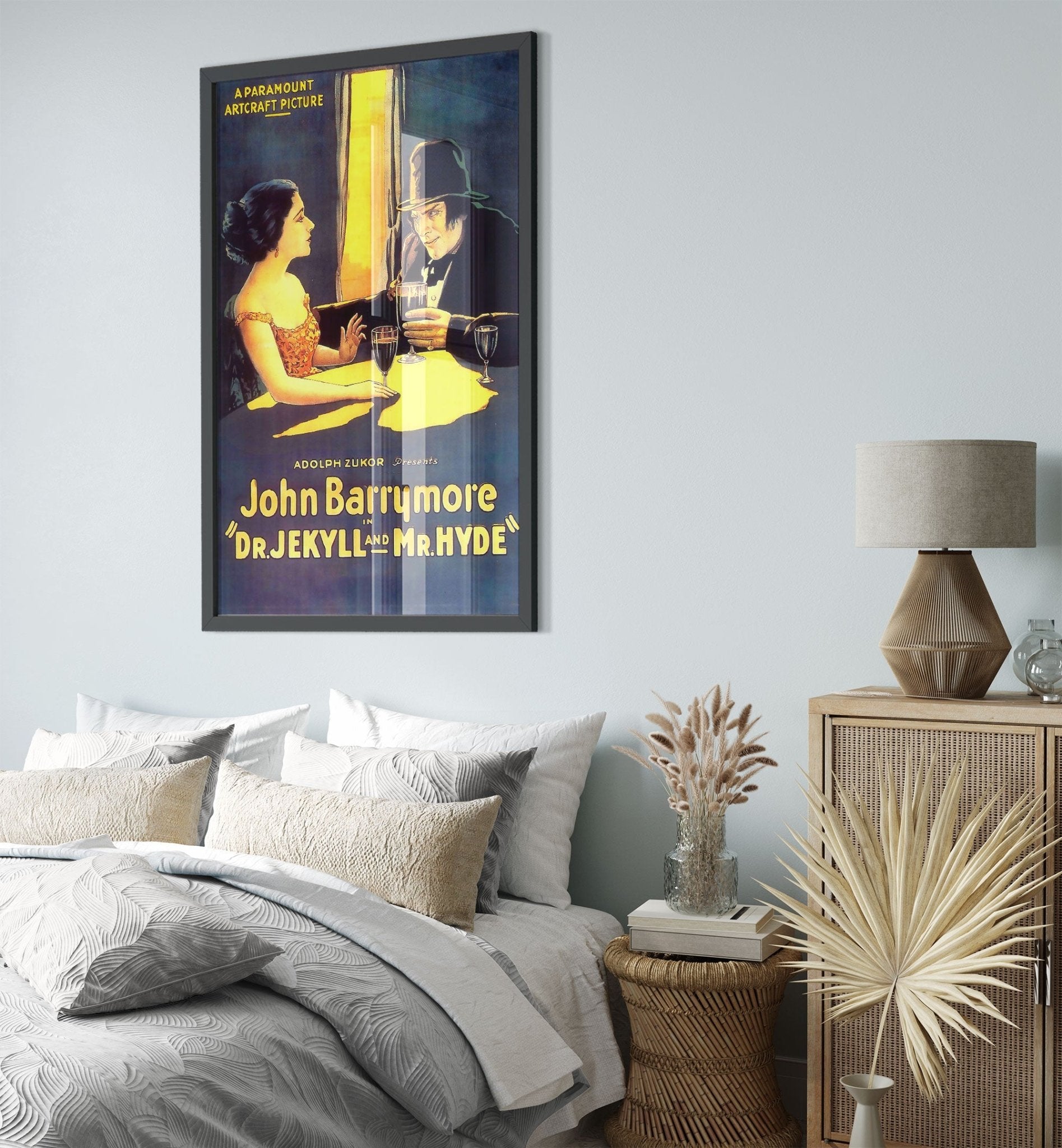 Jekyll And Hyde Framed, Vintage Horror Movie Framed 1920 Framed Film Art - John Barrymore, Martha Mansfield - WallArtPrints4U