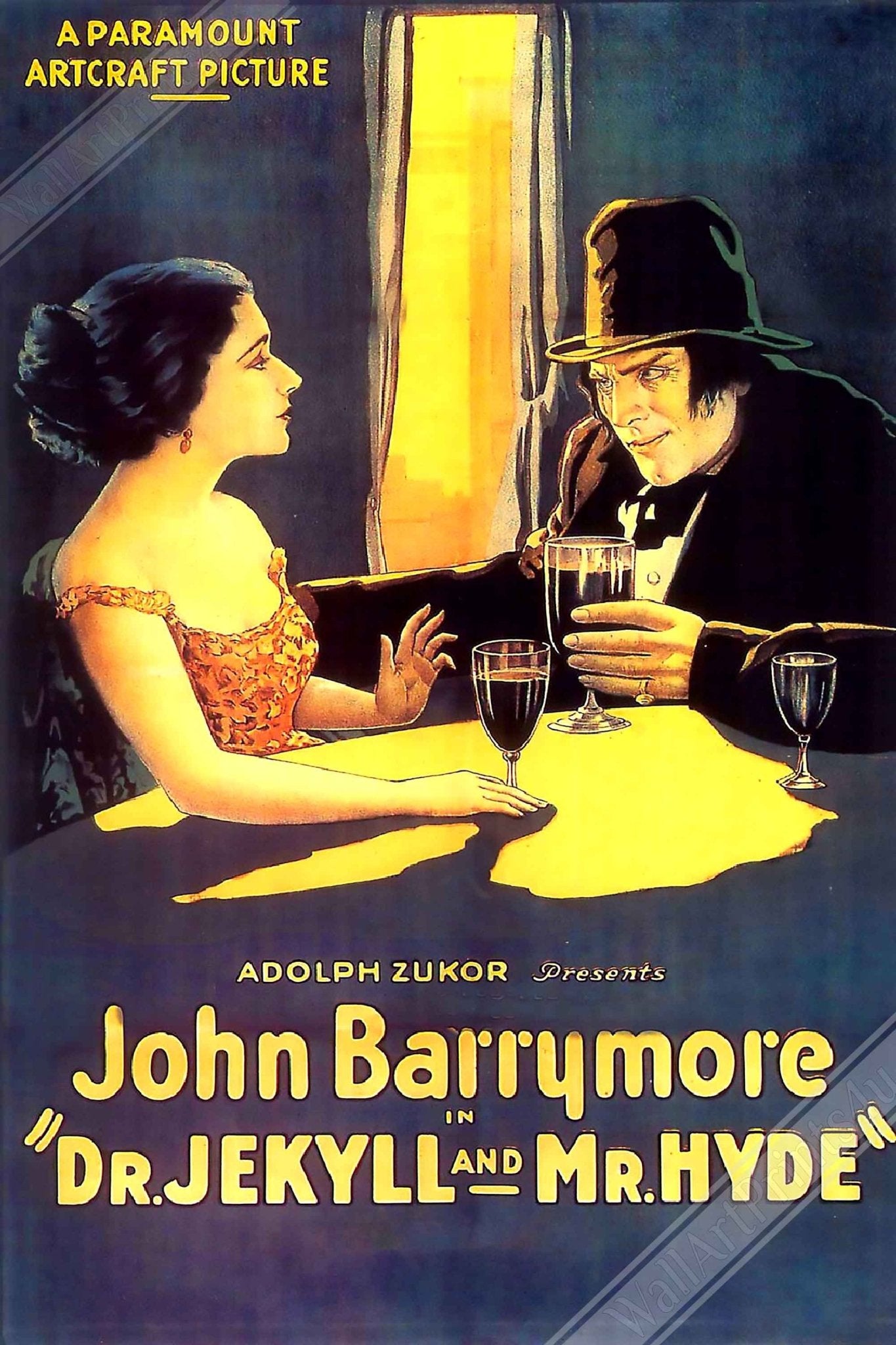 Jekyll And Hyde Poster, Vintage Horror Movie Poster 1920 Poster Film Art - John Barrymore, Martha Mansfield - WallArtPrints4U