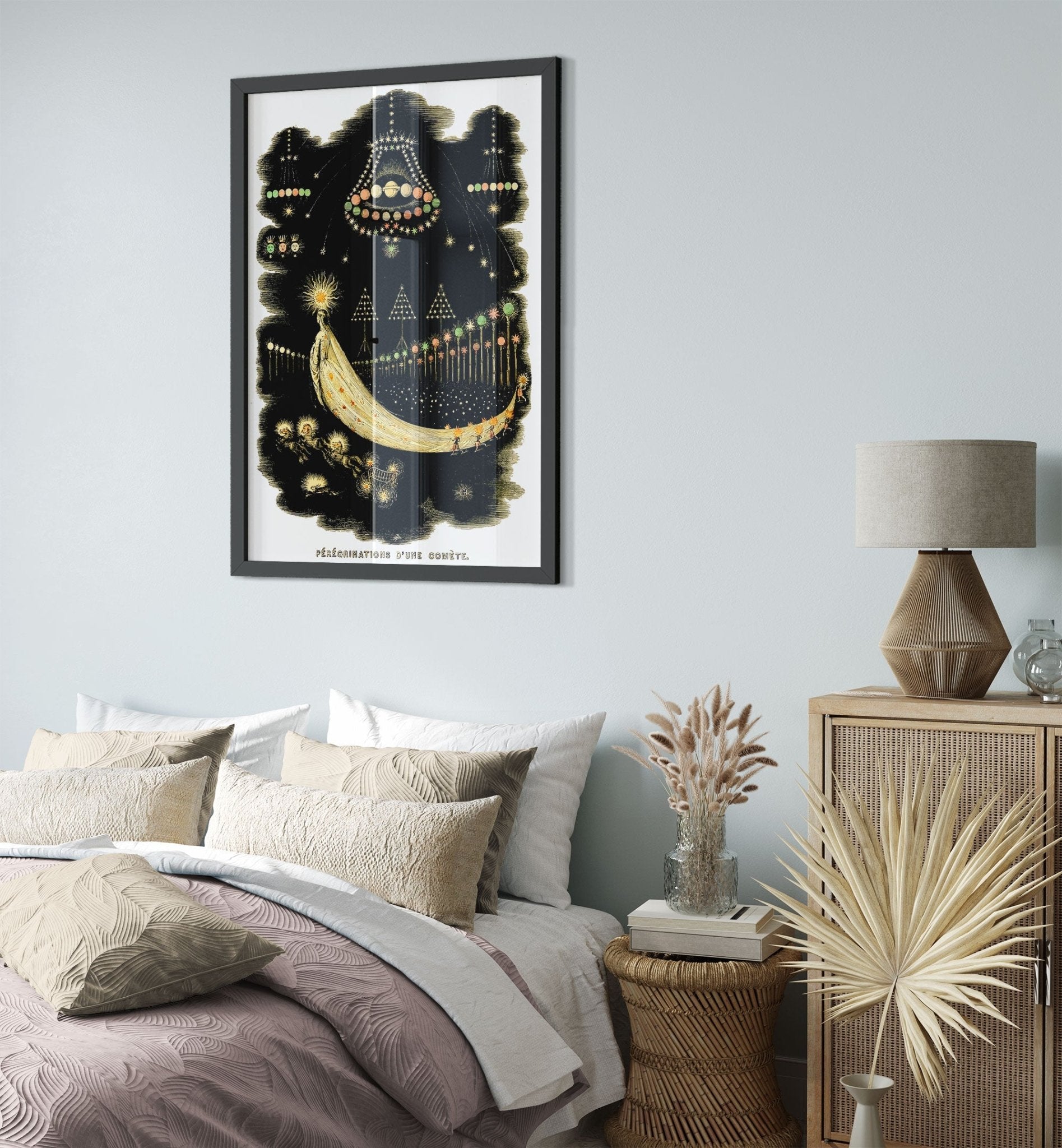 Jj Grandville Framed Print - Vintage Comet Framed Print - Jean Grandville Frameds Peregrinations UK, EU USA Domestic Shipping - WallArtPrints4U