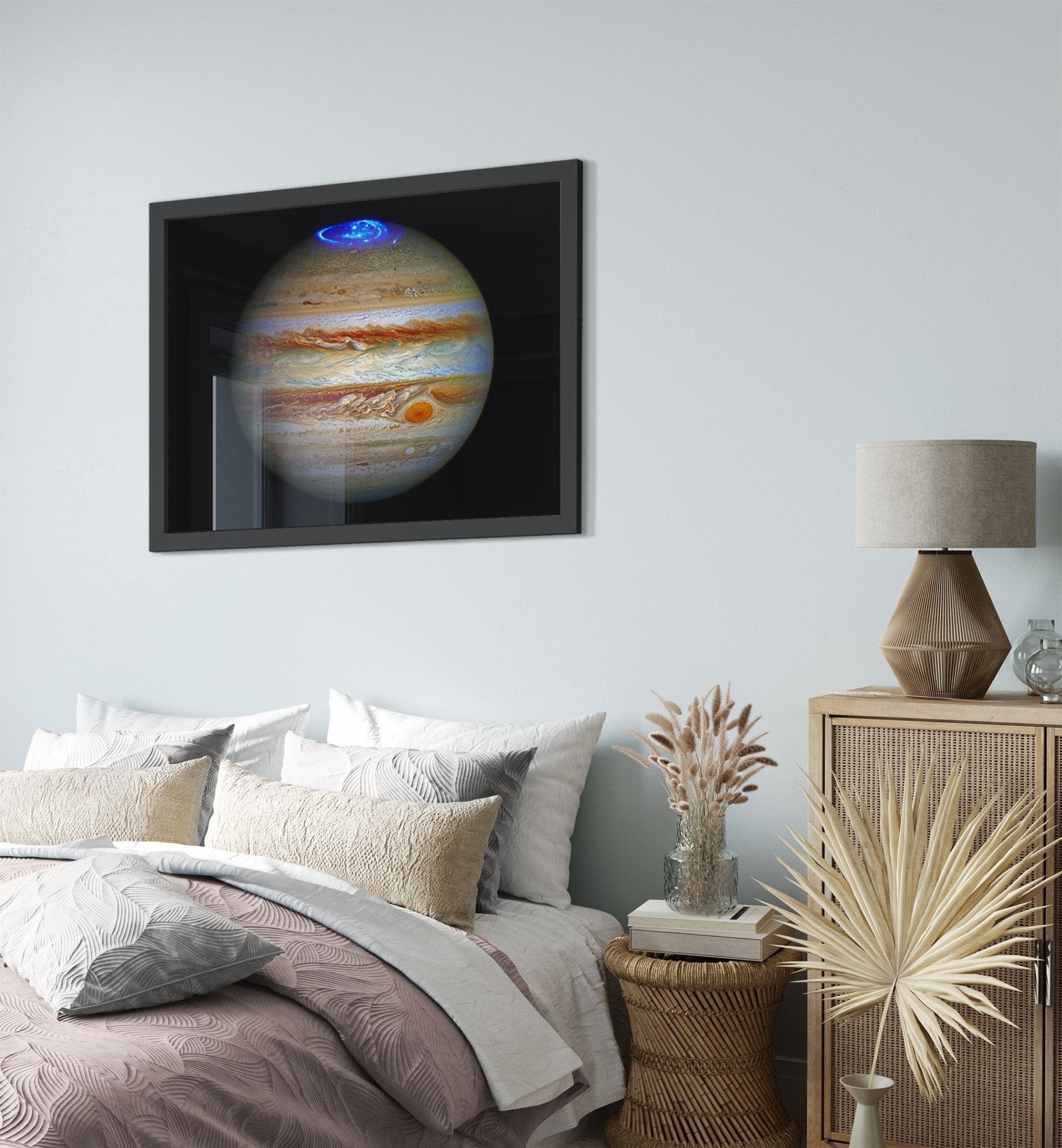 Jupiter Framed - Planet Jupiter Showing Aurora At The Pole - Jupiter Aurora Framed Print - WallArtPrints4U
