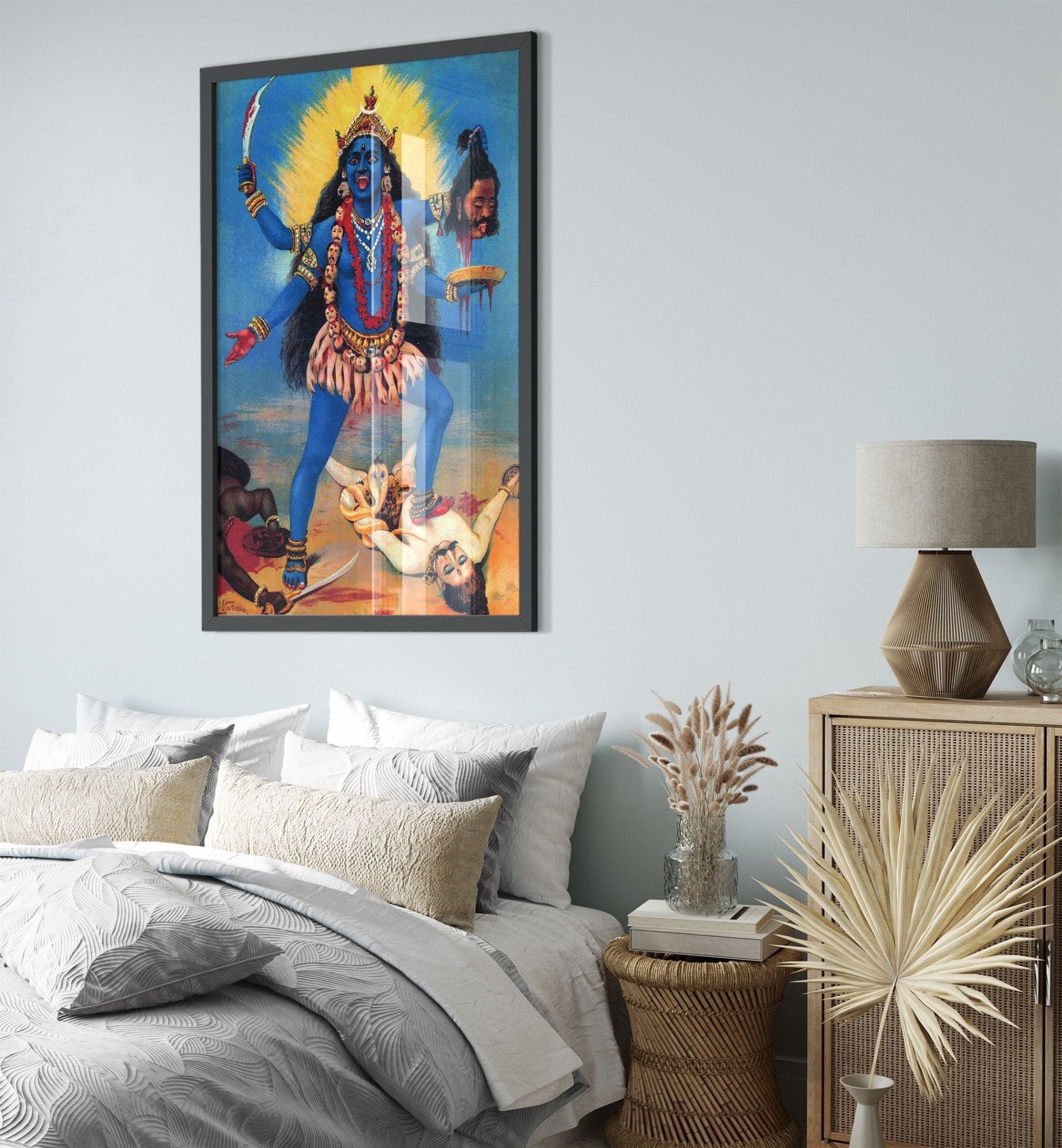 Kali Framed Print, Hindu Goddess Of Death, Time, Motherly Love Kali Print Use For Kali Mantra Meditation - WallArtPrints4U