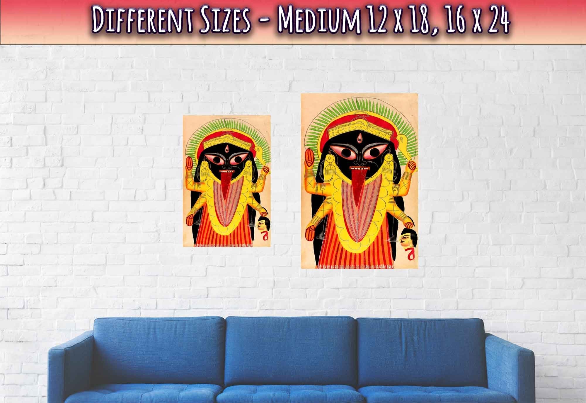 Kali Poster, Destroy Enemies, Ward Off Your Demons, Kali Protection Print Use For Kali Mantra Meditation - WallArtPrints4U