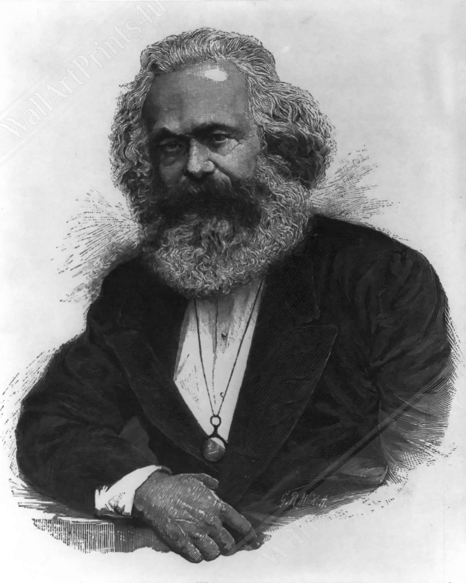 Karl Marx Framed, Socialist Revolutionary, Vintage Photo - Iconic Karl Marx Framed Print - Marxist Politics Philosophy - WallArtPrints4U