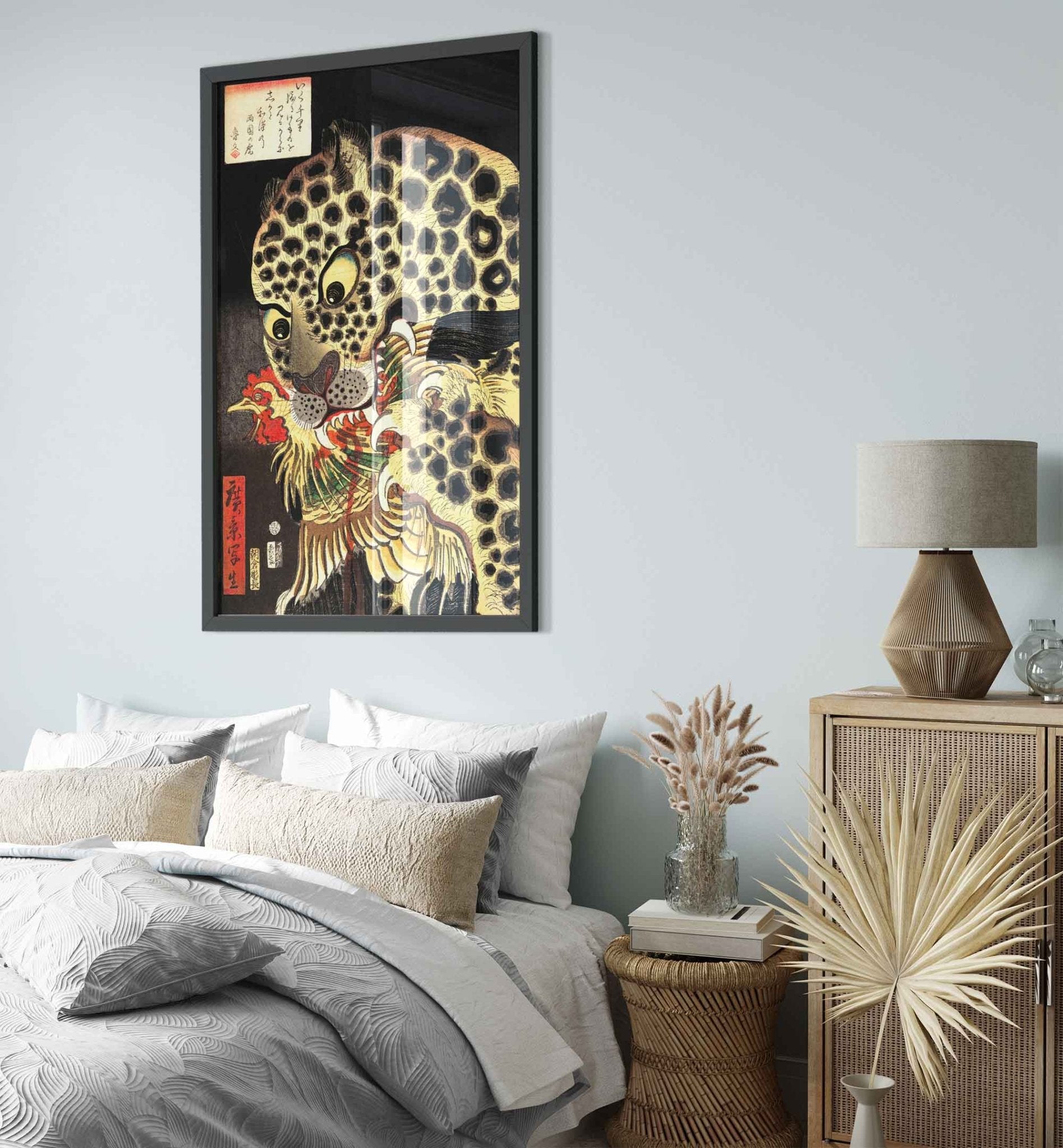 Leopard Framed Print, Utagawa Hirokage, Japanese Leopard Art "The Tiger of Ryōkoku" - Vintage Leopard Framed - WallArtPrints4U