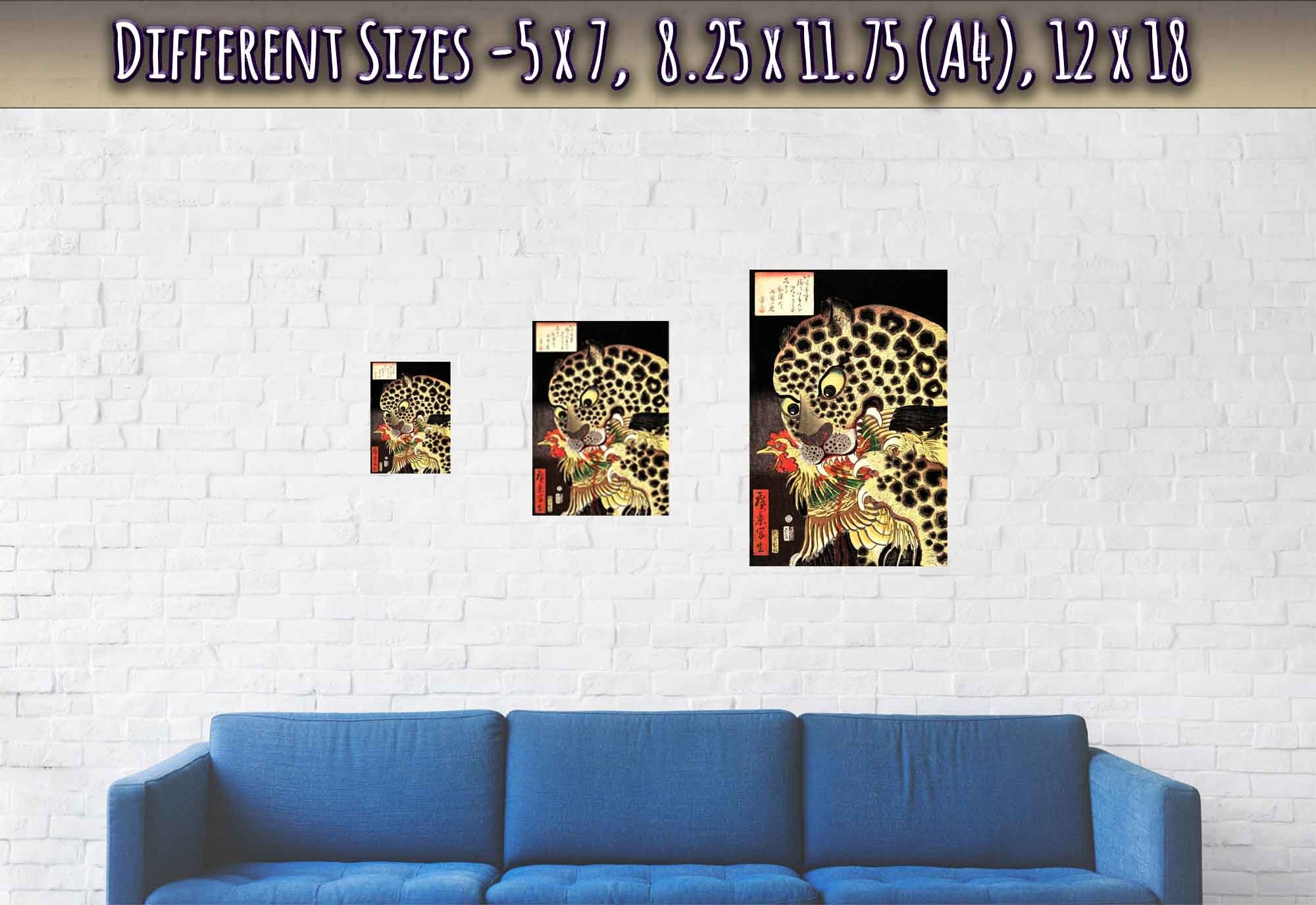 Leopard Poster Print, Utagawa Hirokage, Japanese Leopard Art "The Tiger of Ryōkoku" - Vintage Leopard Poster - WallArtPrints4U