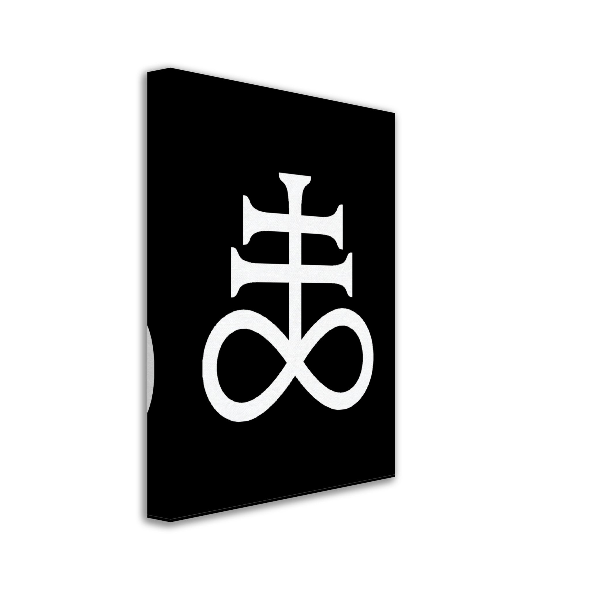 Leviathan Cross Canvas White Black - Satan'S Cross Canvas - Leviathan Cross Canvas Print White On Black - WallArtPrints4U